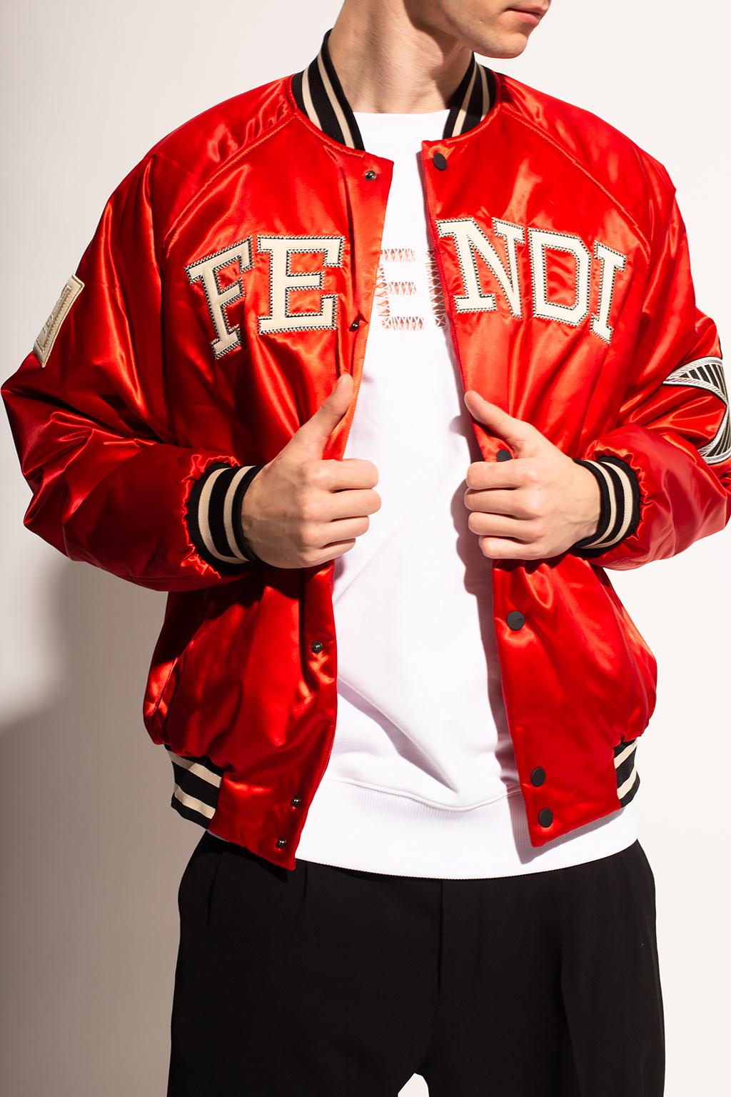 Fendi Bomber Jacket With Logo in Red for Men