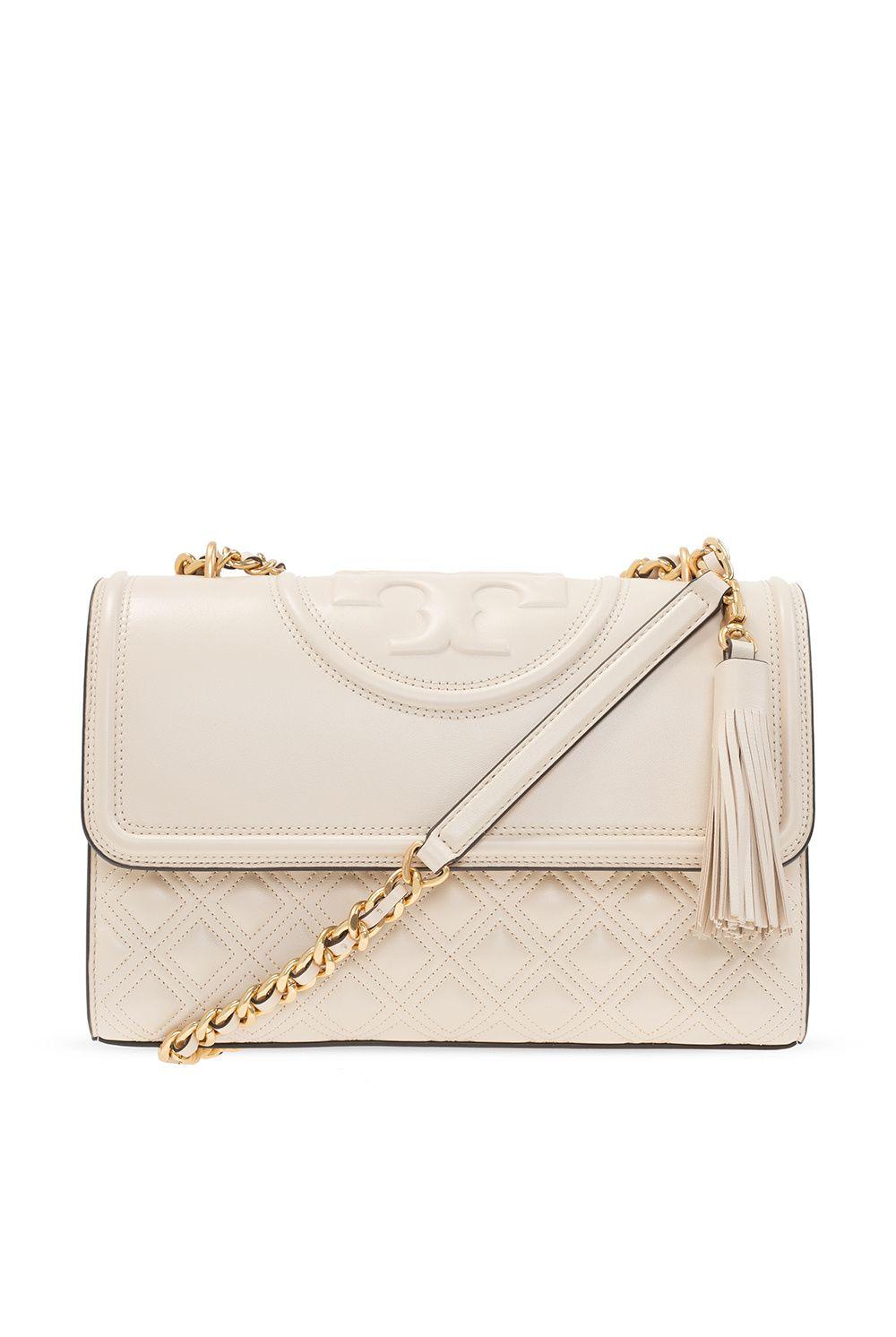 Tory Burch Fleming Convertible Shoulder Bag In Beige New Cream Leather in  Natural
