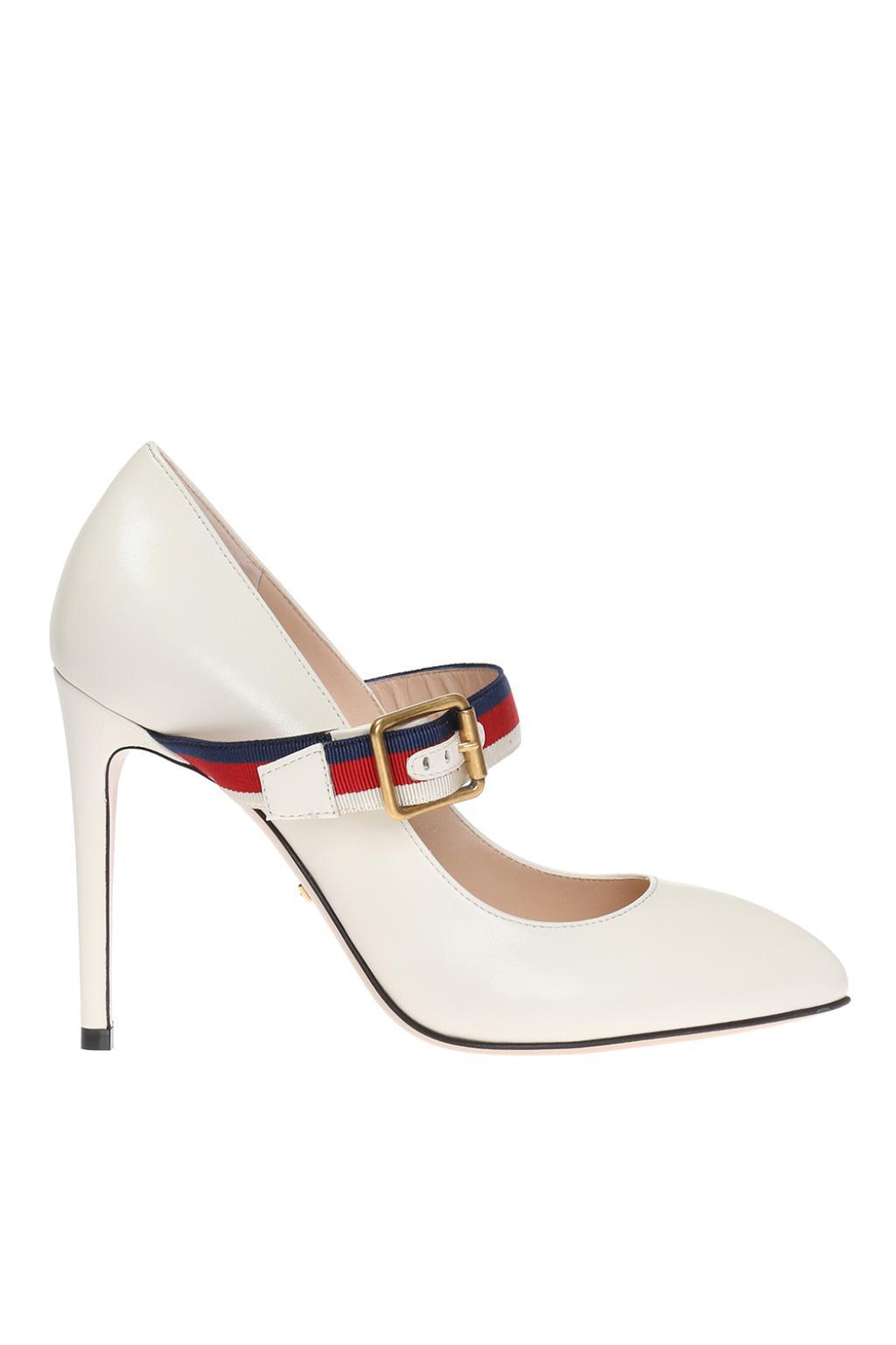 Gucci Leather 'sylvie' Pumps in White | Lyst