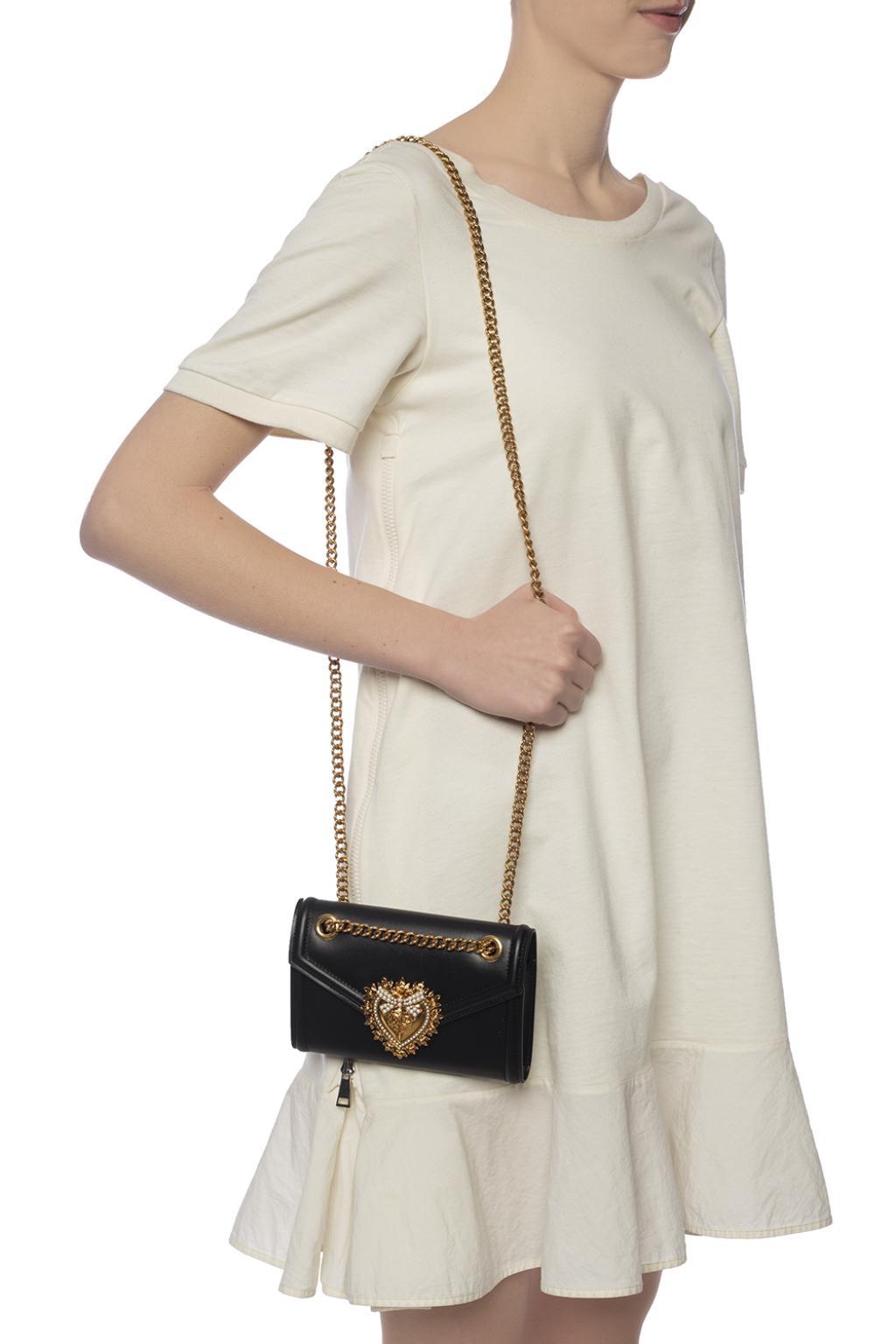 Dolce & Gabbana Calfskin Devotion Mini Bag in Black | Lyst