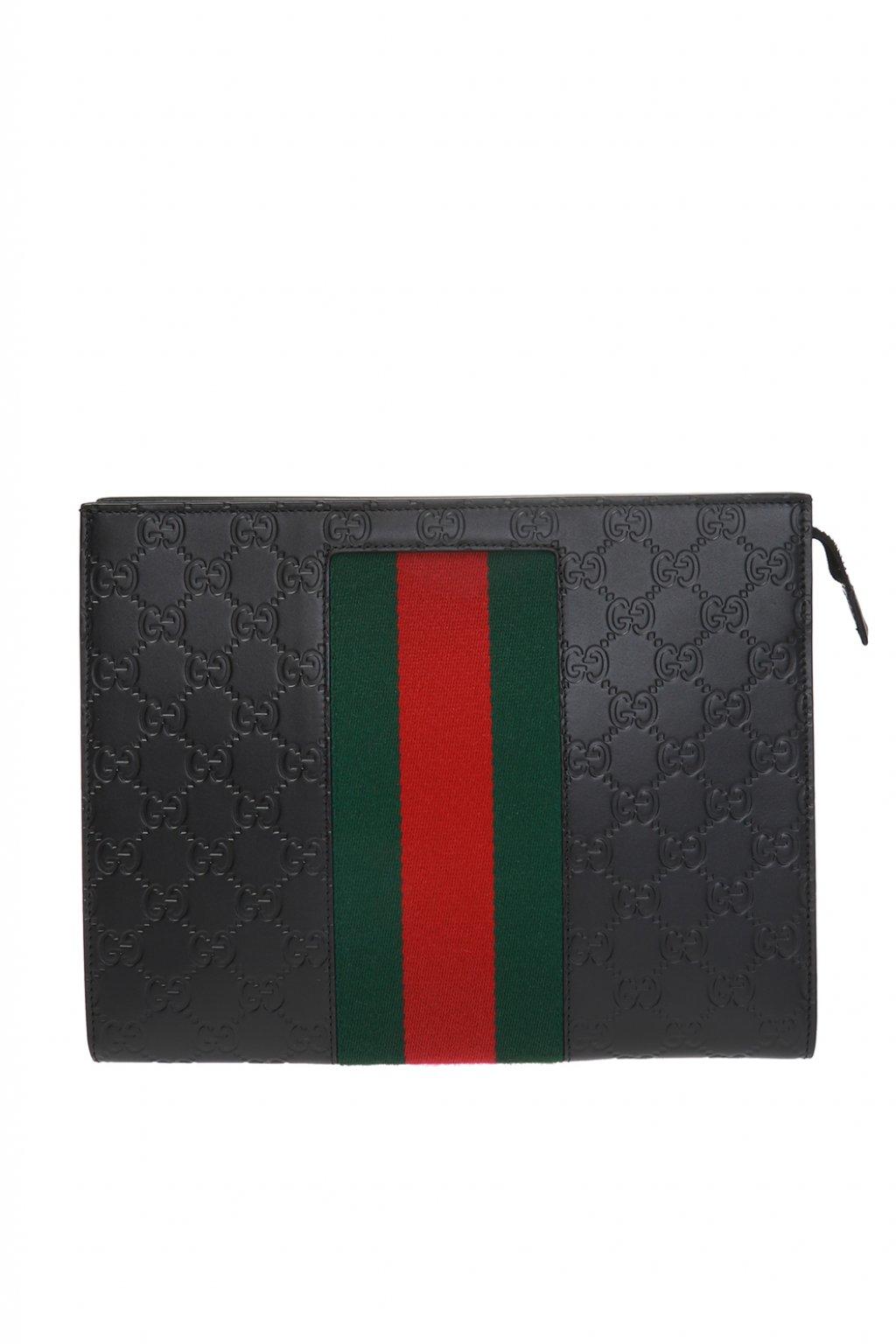 Gucci Web Stripe Leather Wallet in Black for Men