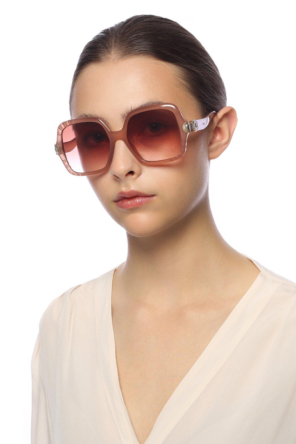 Chloé Logo Sunglasses in Pink - Lyst