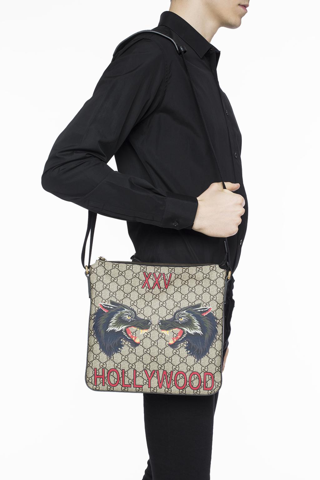 Gucci Leather &#39;GG Supreme&#39; Canvas Shoulder Bag in Brown for Men - Lyst