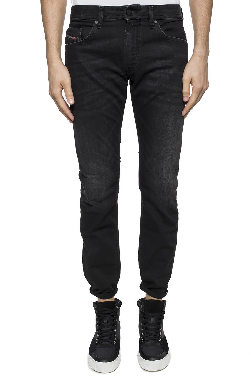 DIESEL Denim Thommer' Jeans With Tears Black for Men Lyst