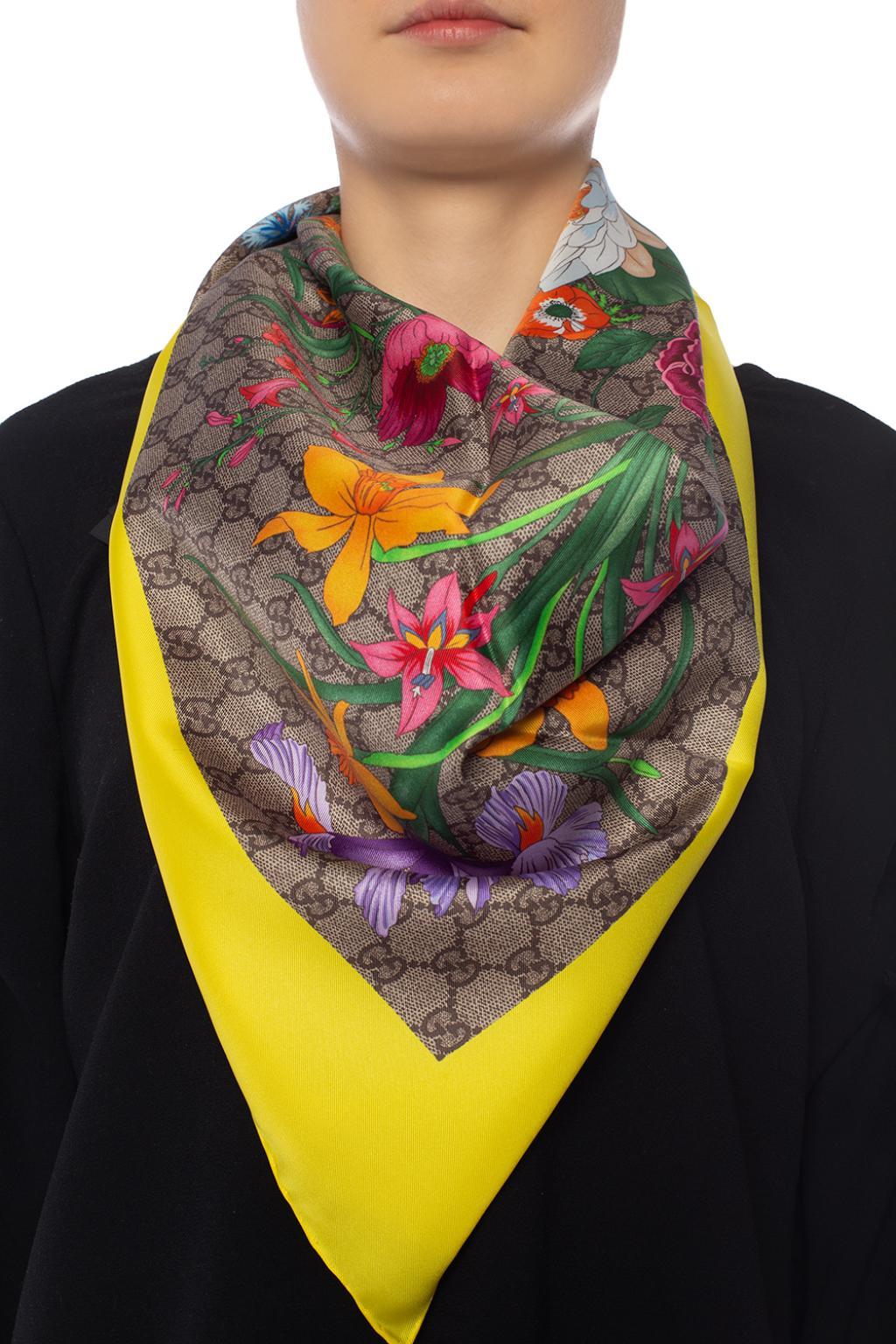 Gucci Silk Floral Motif Scarf Lyst