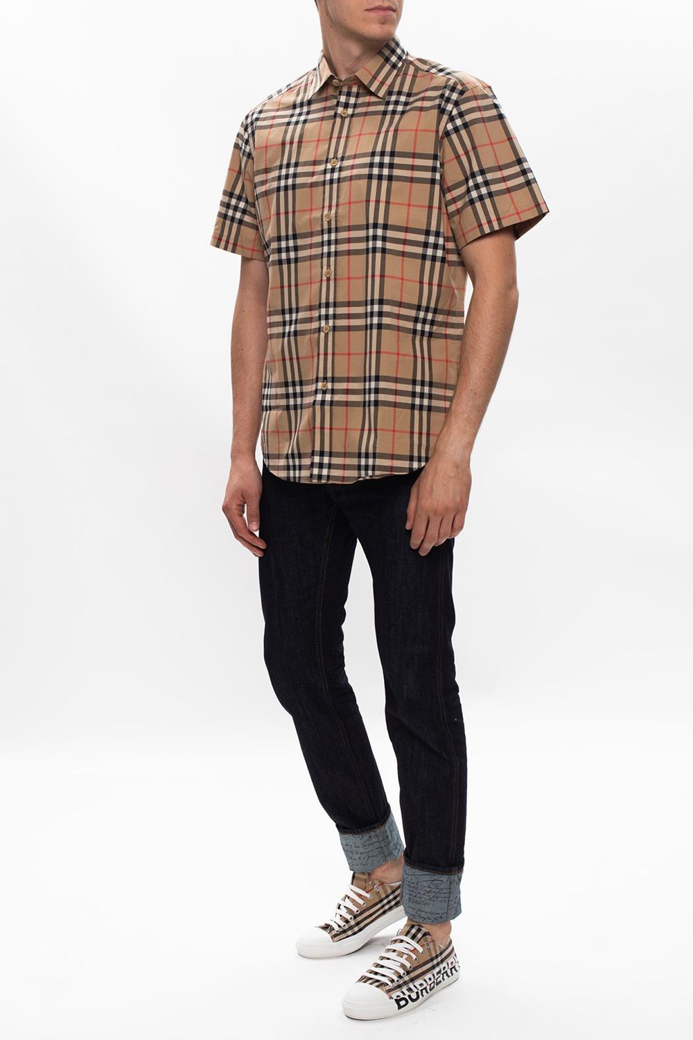 Burberry Vintage Check Woven Shirt in Brown for Men | Lyst