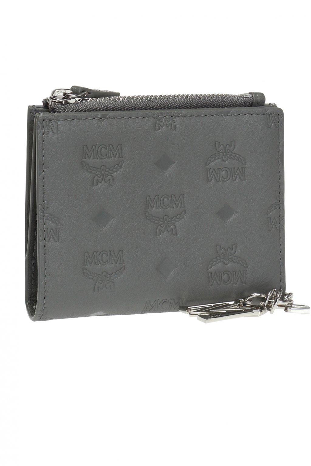 MCM Leather Monogram Wallet in Grey (Gray) - Lyst
