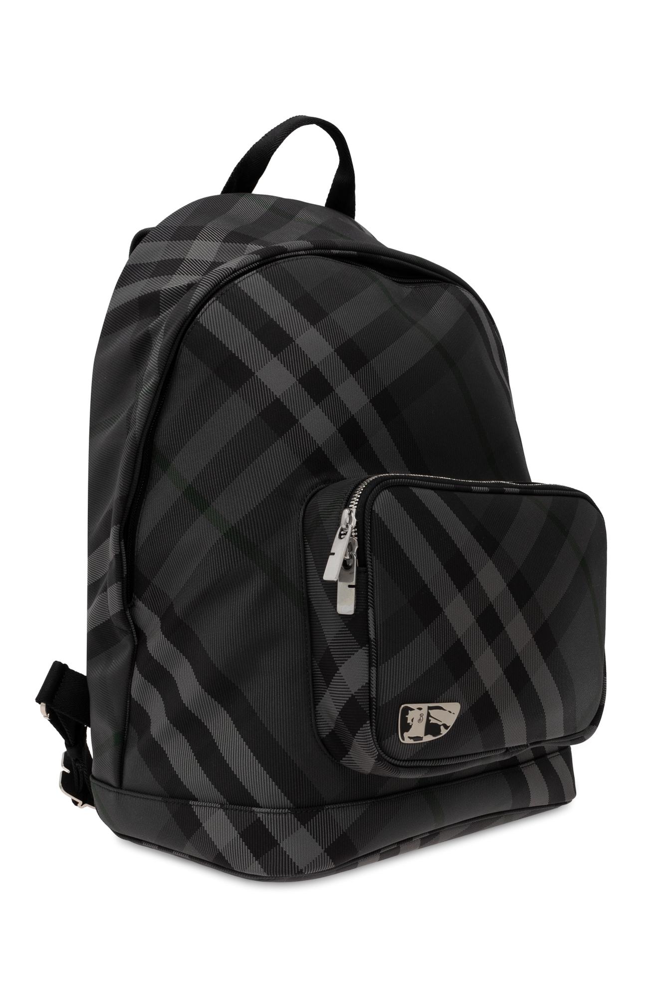 Burberry Checked Canvas Backpack With Top Handle in Black for Men Lyst UK