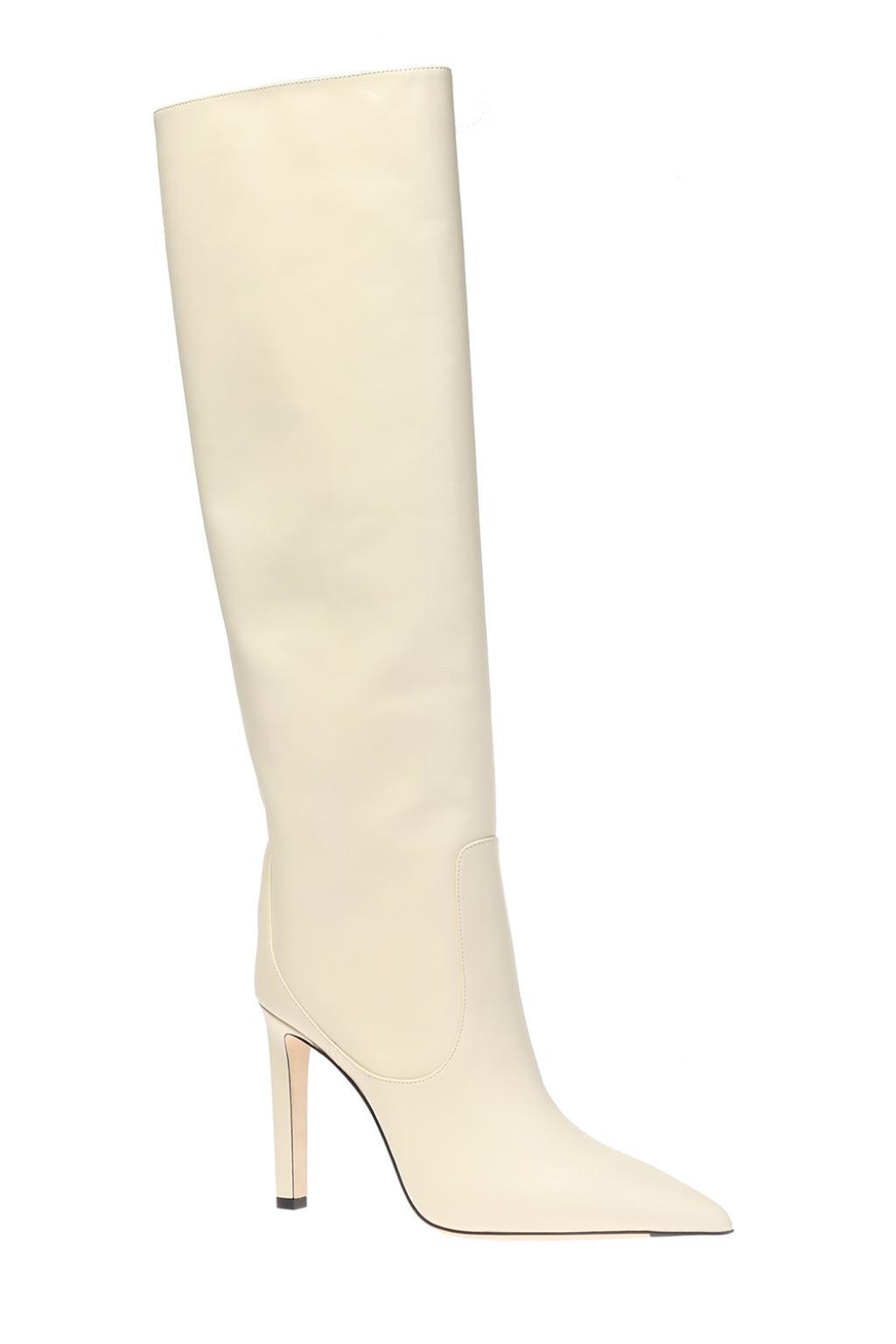 cream suede knee high boots