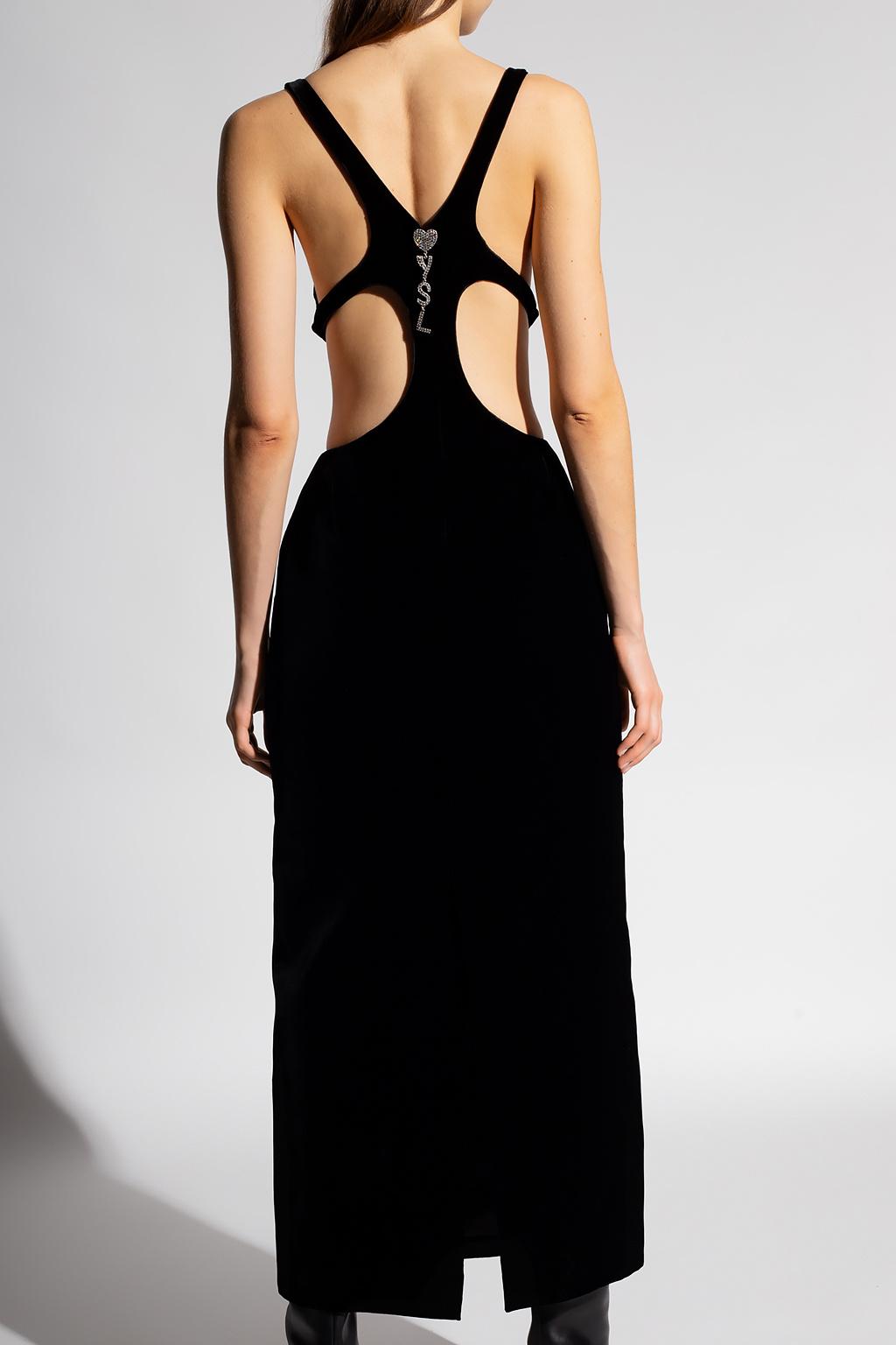 Saint Laurent Velvet Dress in Black | Lyst