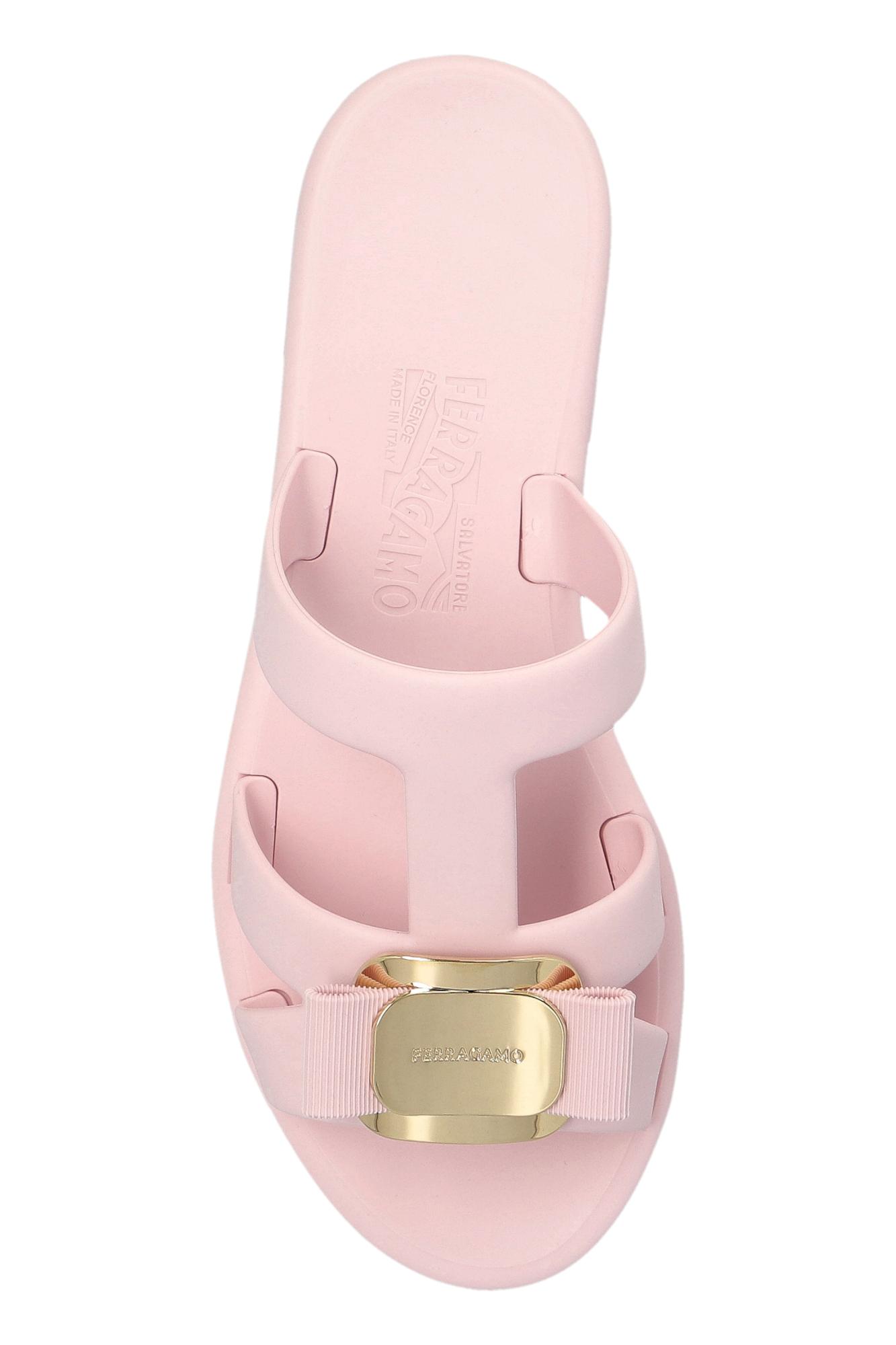 サンダル・ミュール SALVATORE FERRAGAMO Pastel Pink Rubber Lilou Slippers Ferragamo Pastel Pink Rubber Lilou Slippers | italist