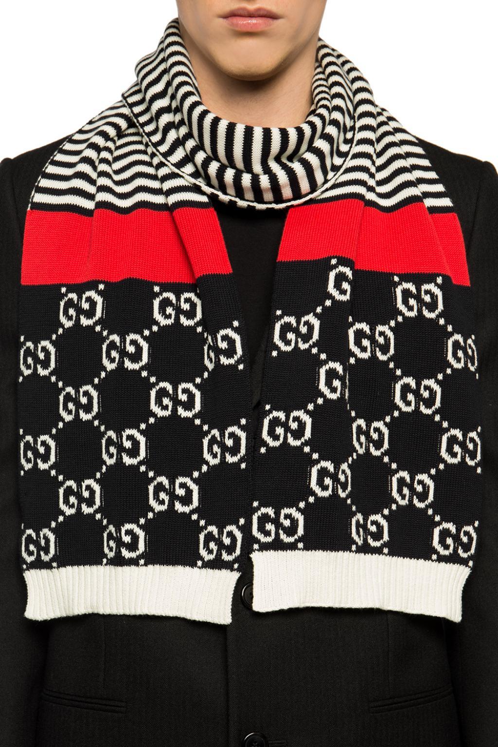 Gucci Cotton Striped Scarf in Black for Men Lyst