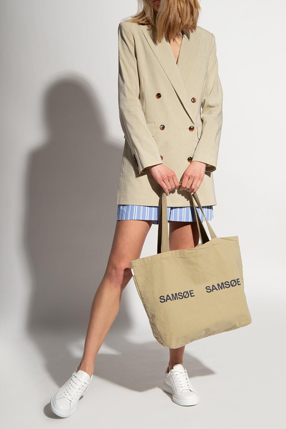 Samsøe & Samsøe Cotton Shopper Bag With Logo in Beige (Natural) | Lyst