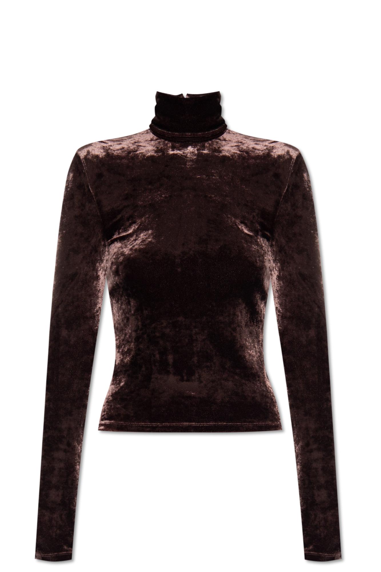 Saint Laurent Velvet Turtleneck Top in Black Lyst