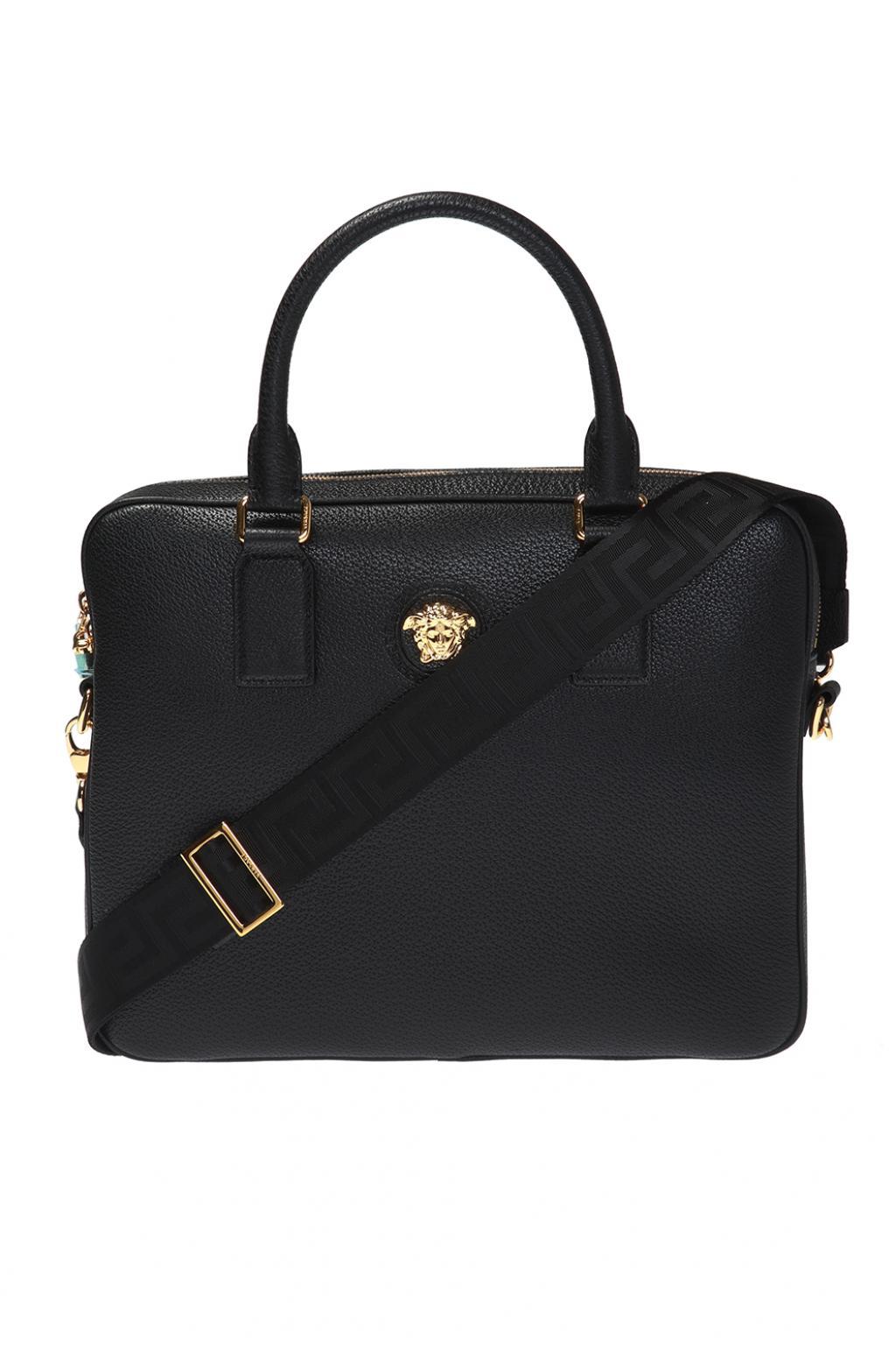 Versace Leather Medusa Head Laptop Bag in Black for Men - Lyst
