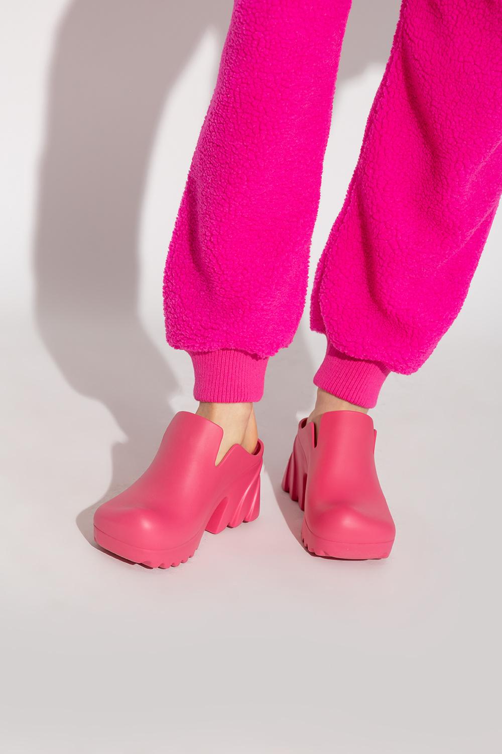 Bottega Veneta 'flash' Heeled Rubber Mules in Pink | Lyst