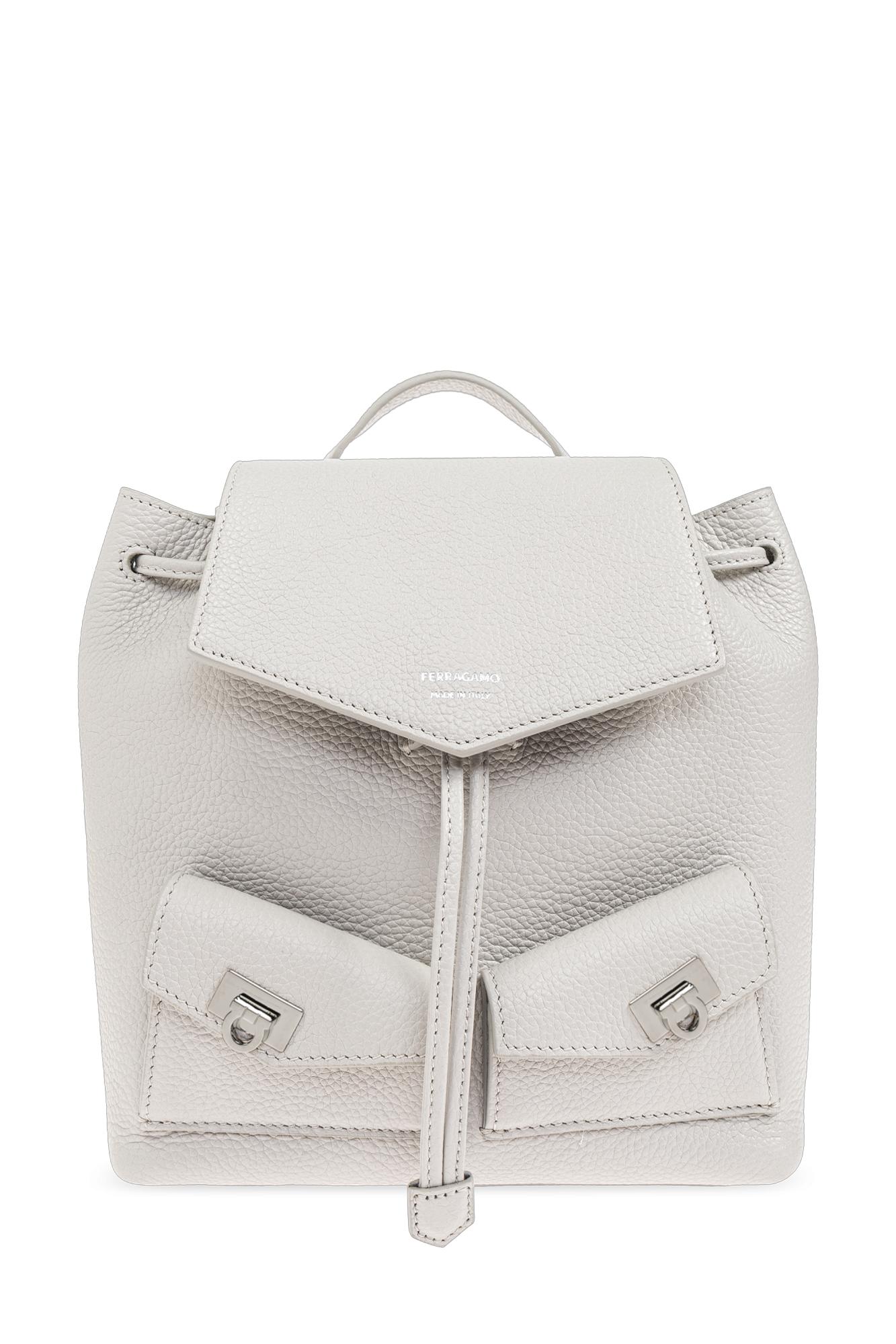 Ferragamo Leather Backpack in White | Lyst UK