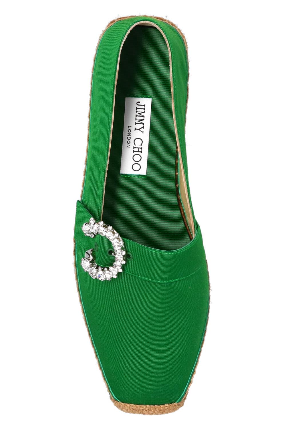 jimmy choo dru embellished woven espadrilles