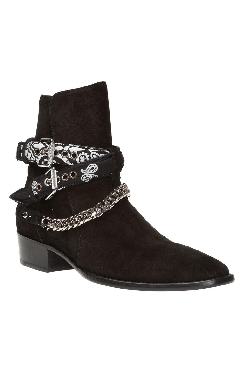 Amiri Leather Paisley Ankle Boots in Black for Men - Lyst