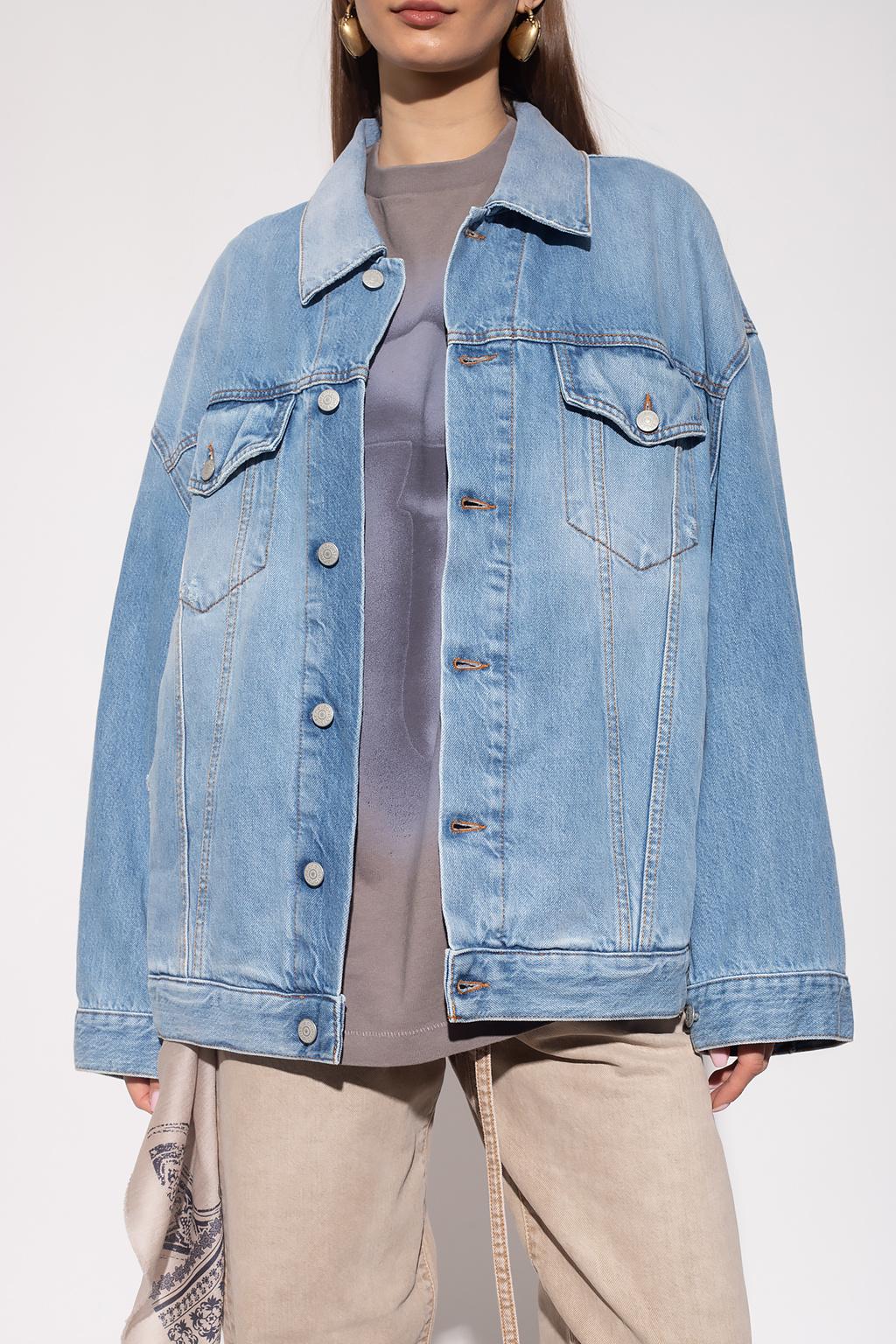 Daicock Print Loose Fit Deconstructed Denim Jacket