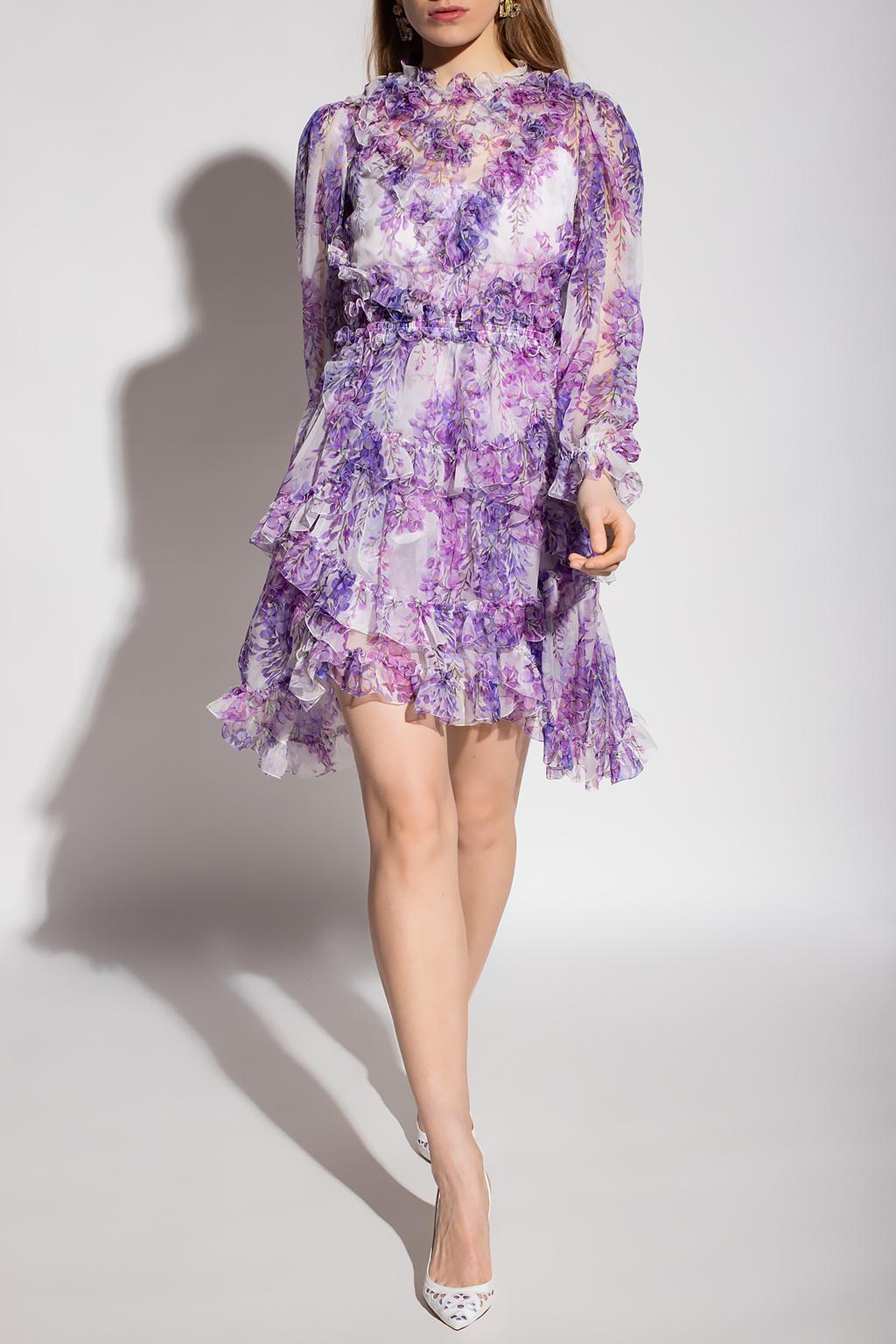 Dolce & Gabbana Dress With Floral Motif in Purple | Lyst