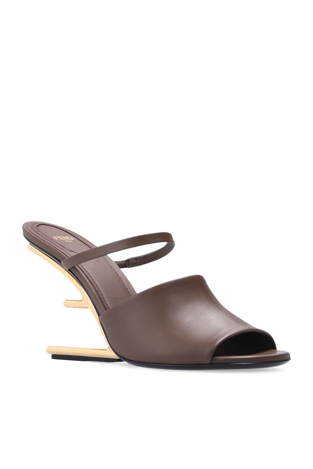 Fendi ' First' Heeled Mules in Brown | Lyst