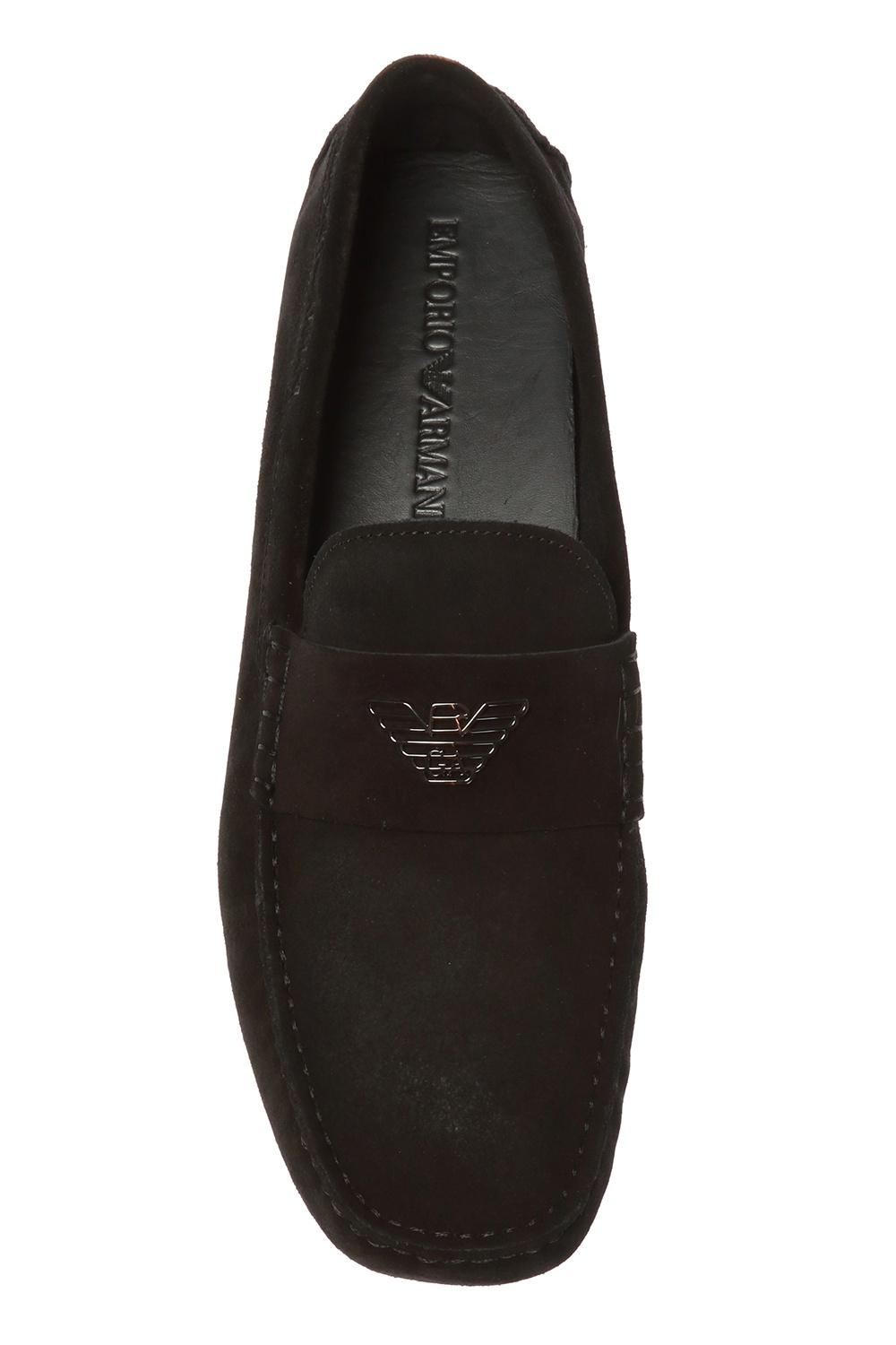 Emporio Armani Suede Driving Loafers in Black for Men Save 69 Lyst