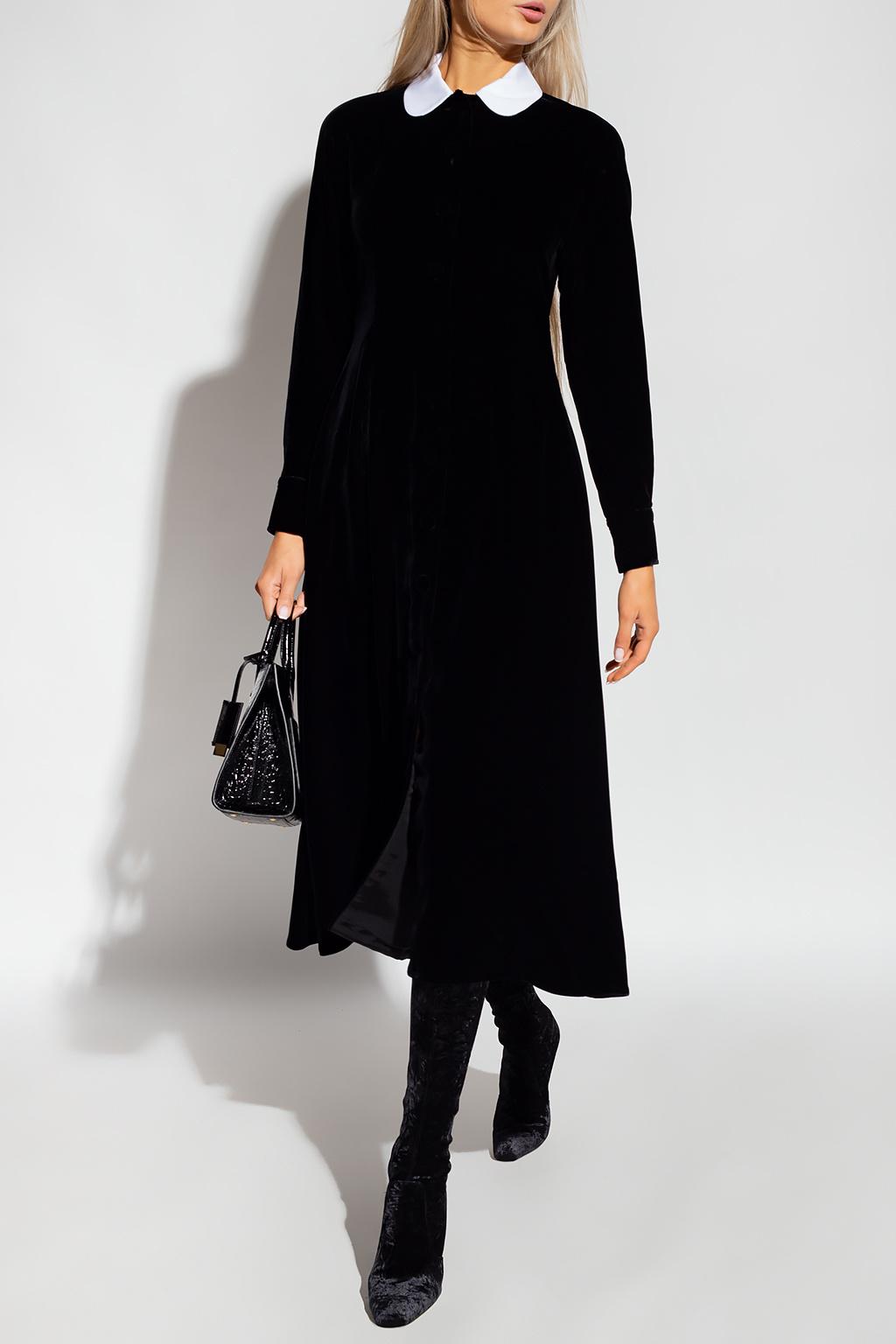 Tory Burch Collared Velvet Dress in Black Lyst
