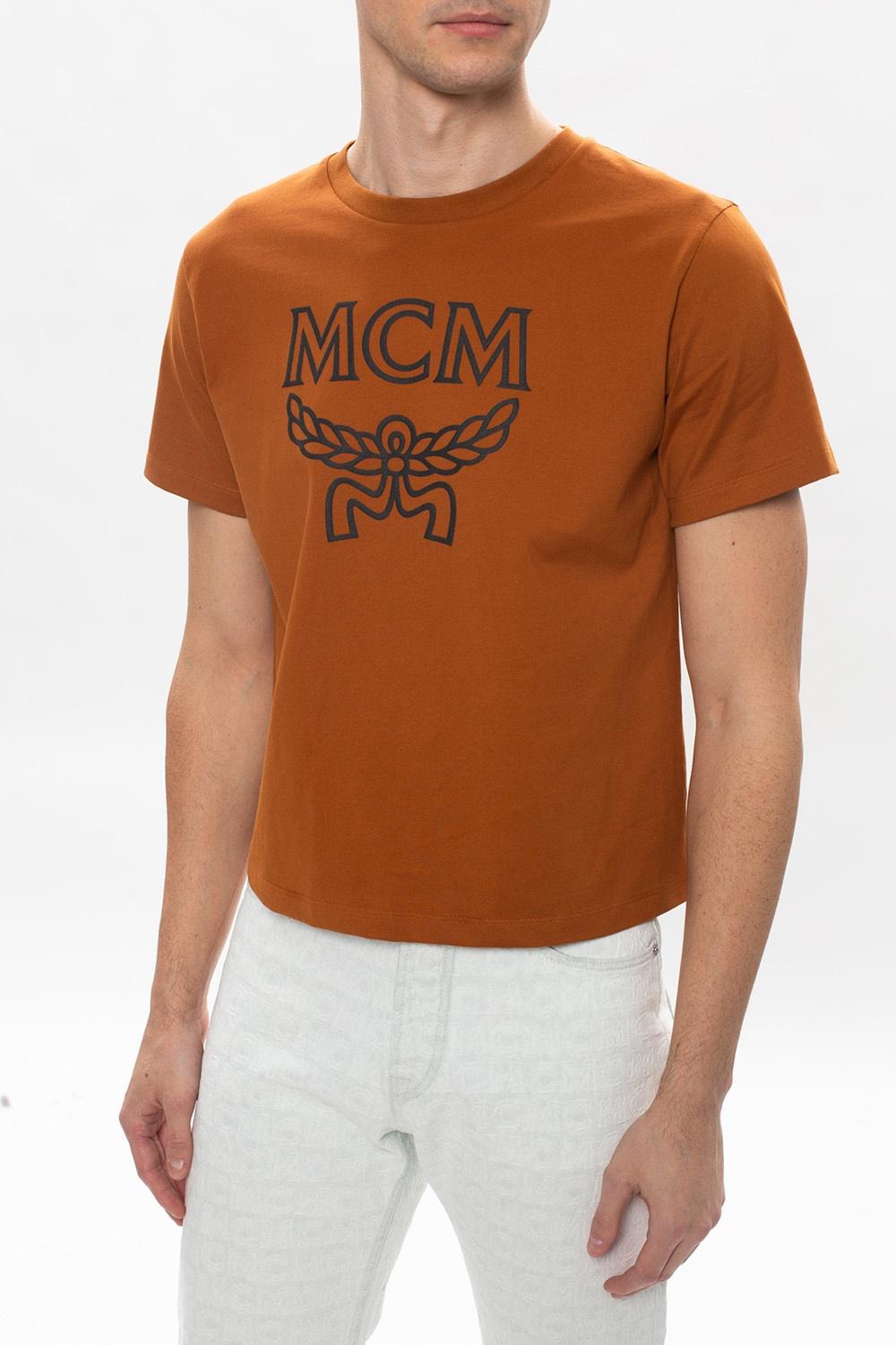 MCM Cotton Logo T-shirt Brown for Men - Lyst
