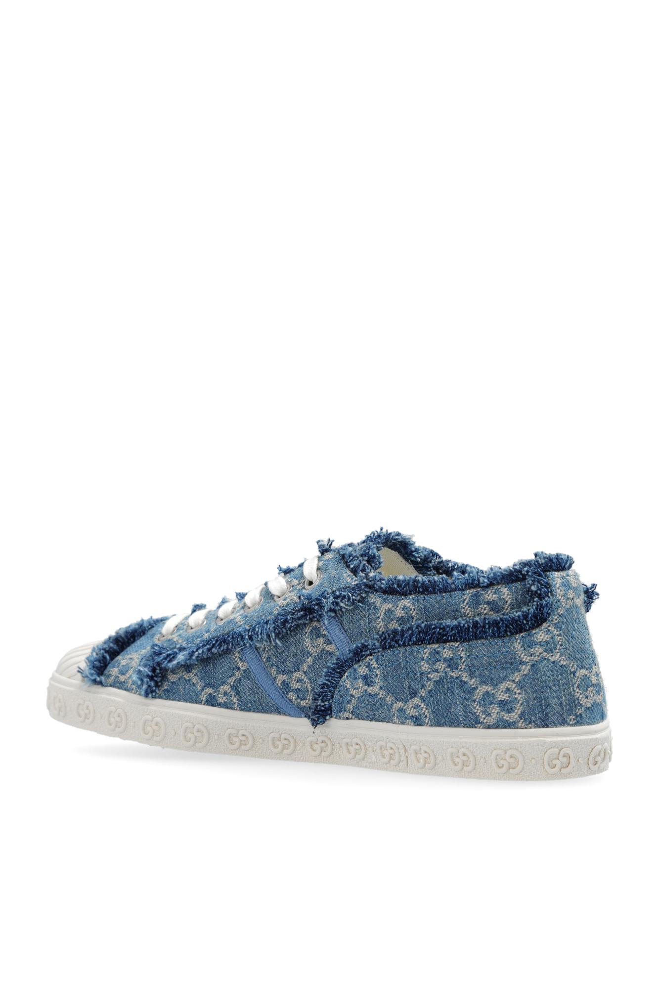 Gucci Fringed Denim gg Sneakers in Blue | Lyst