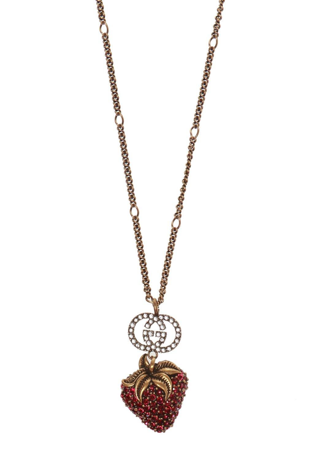 Gucci Strawberry Necklace in Metallic | Lyst