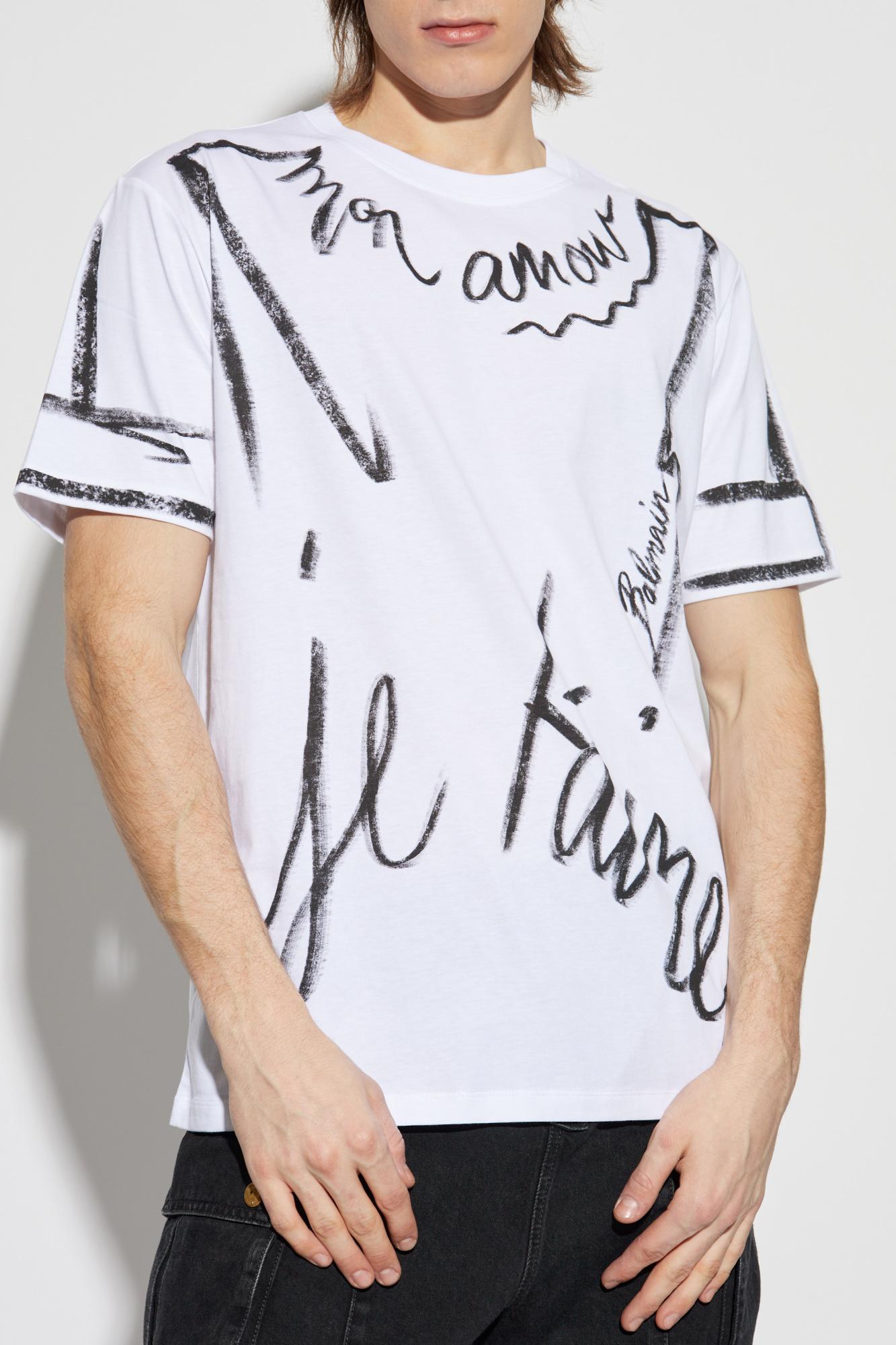 Balmain T-Shirt With Print in White for Men Lyst UK