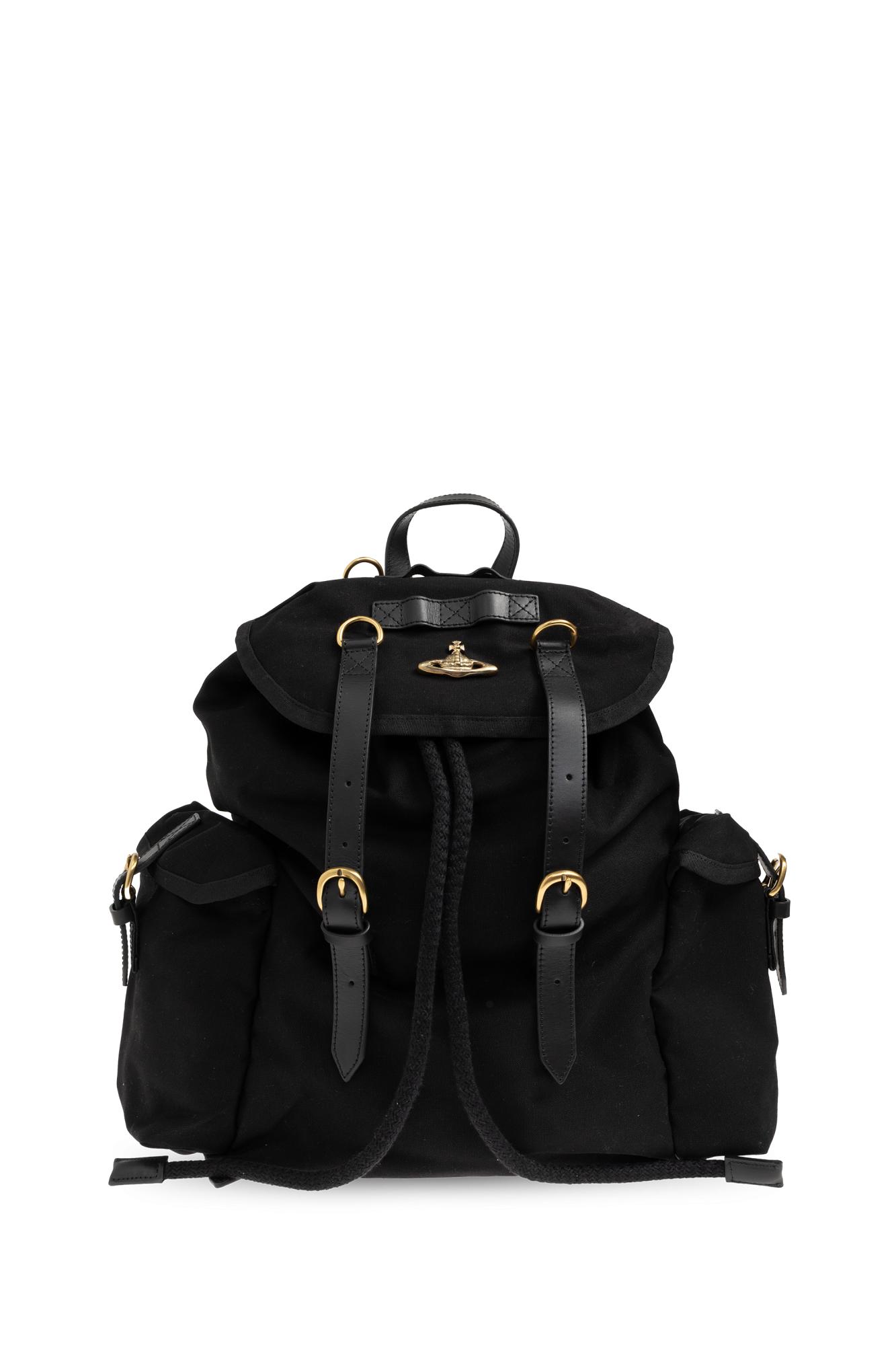 Vivienne Westwood Artistic Black and Gold Backpack Vivienne Westwood Black Patent Leather Orb Backpack Gold  main image 3