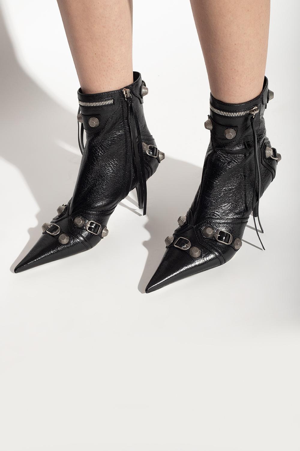 Balenciaga Leather 'cagole' Heeled Ankle Boots in Black | Lyst