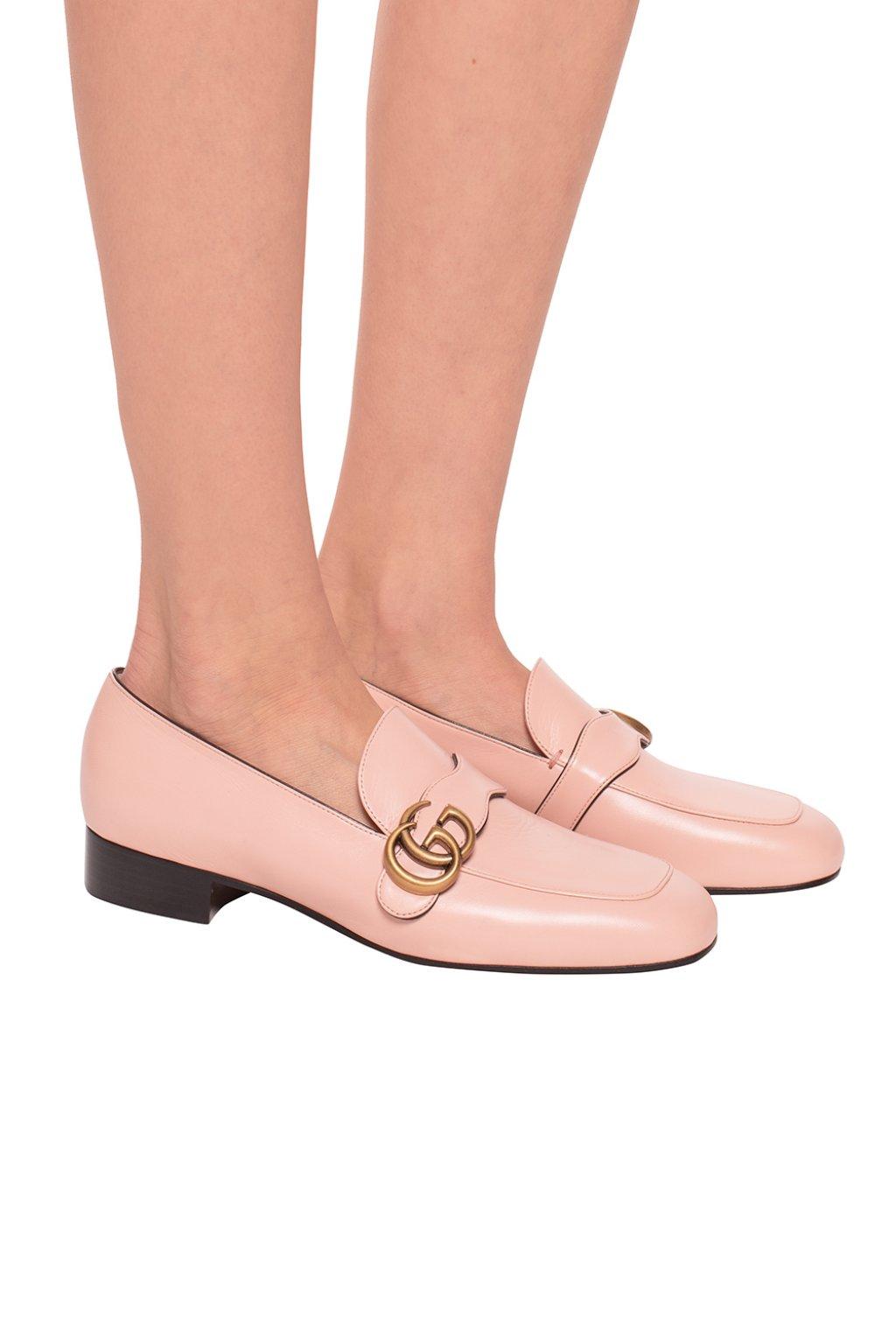 Gucci Leather Loafer With Double G in Pink | Lyst