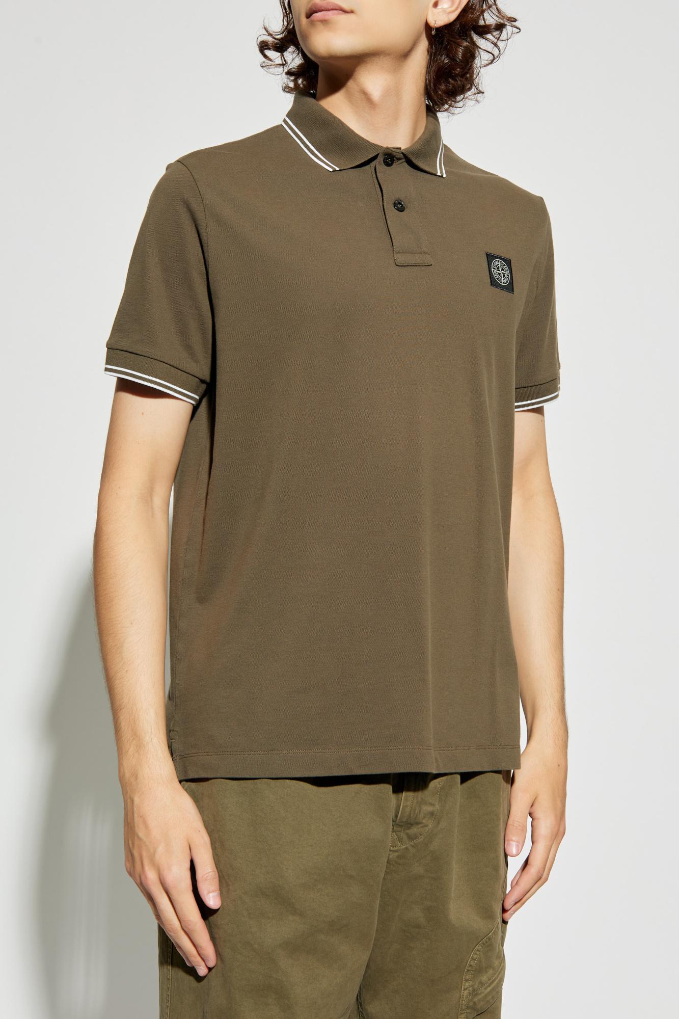 ポロシャツ STONE  LOGO COTTON POLO SHIRT Stone Island Compass logo-embroidered Cotton Polo Shirt