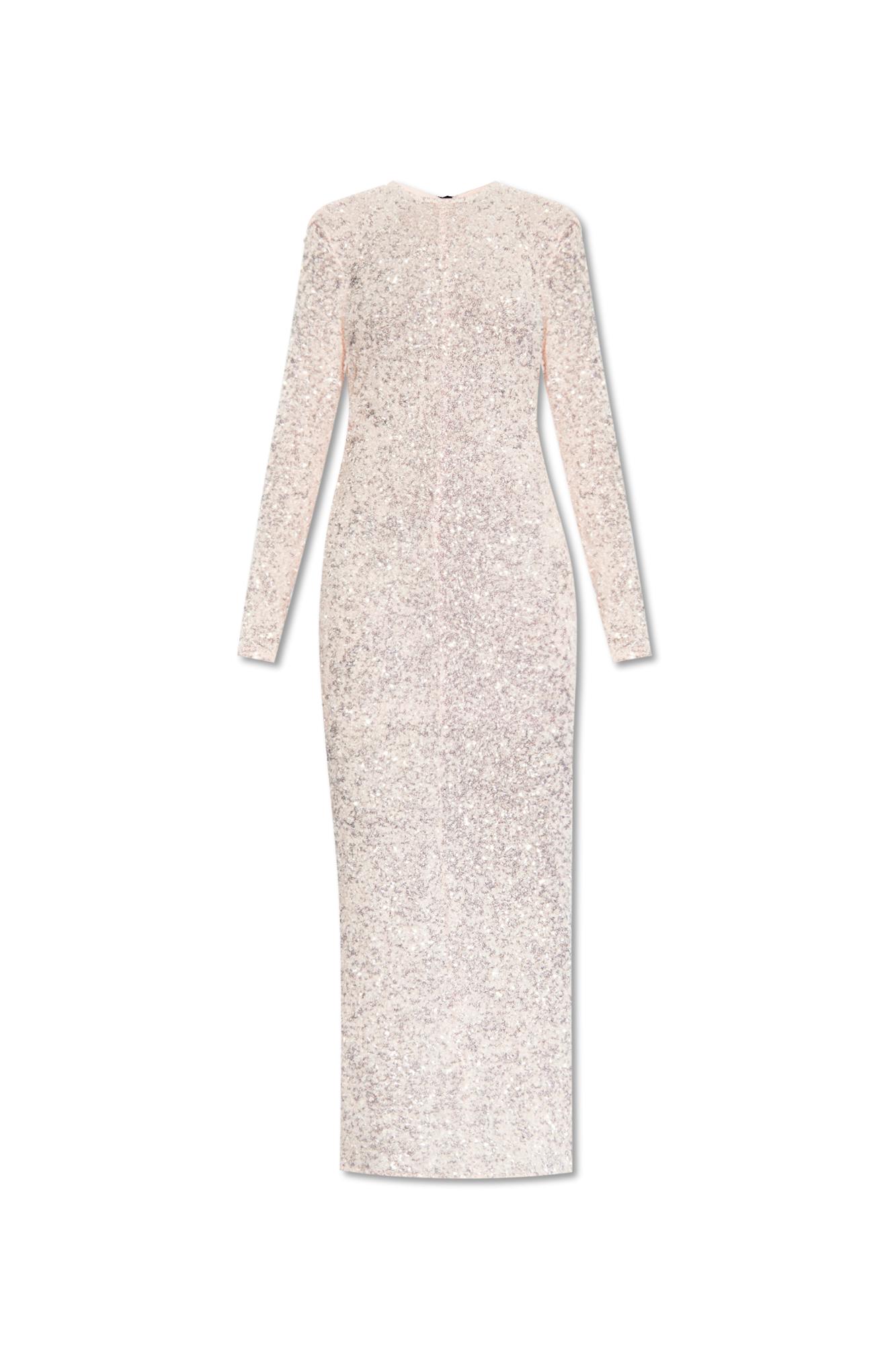 Ganni 3d Sequined Mesh Maxi Dress in White Lyst Australia