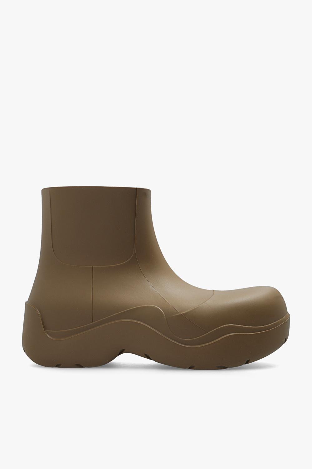 short brown rain boots