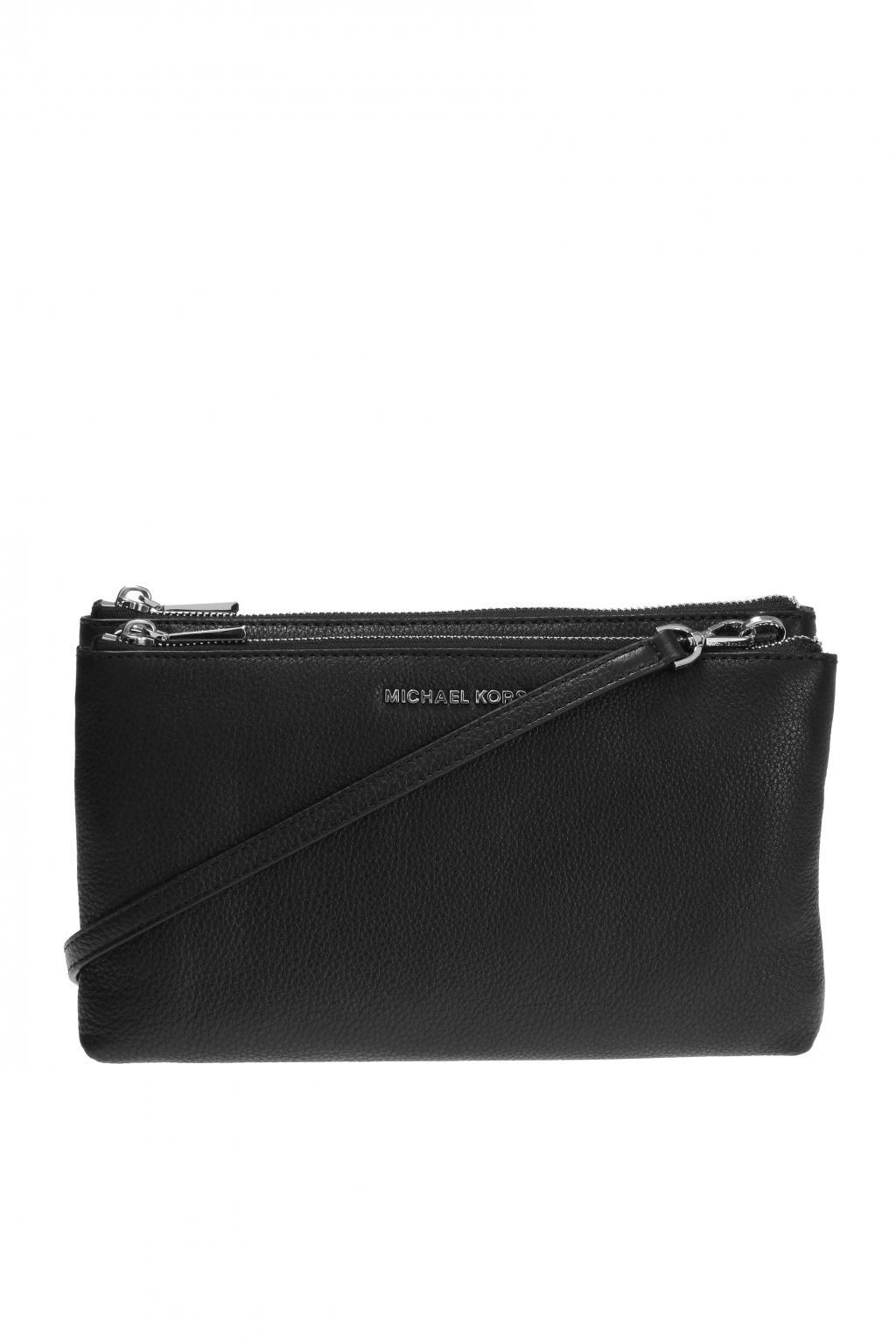 Michael Adele Leather Double Zip Crossbody Bag Black | Lyst