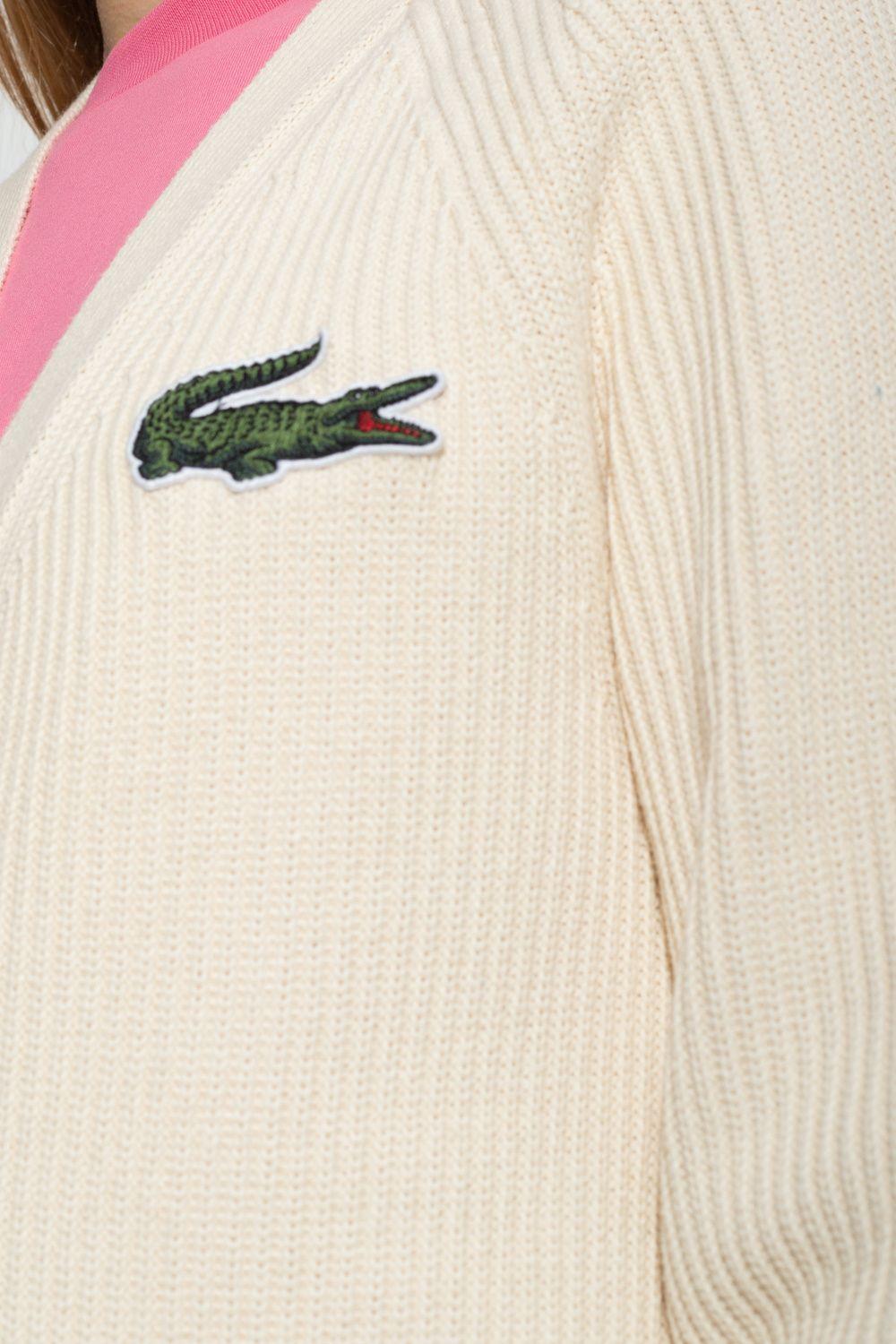 Lacoste Cardigan With Logo in Natural | Lyst