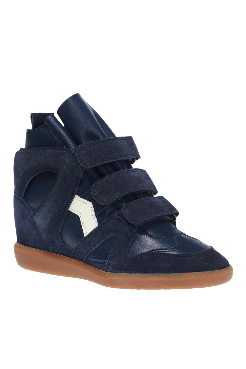 Isabel Marant Leather 'buckee' Wedge Sneakers in Navy Blue (Blue) | Lyst