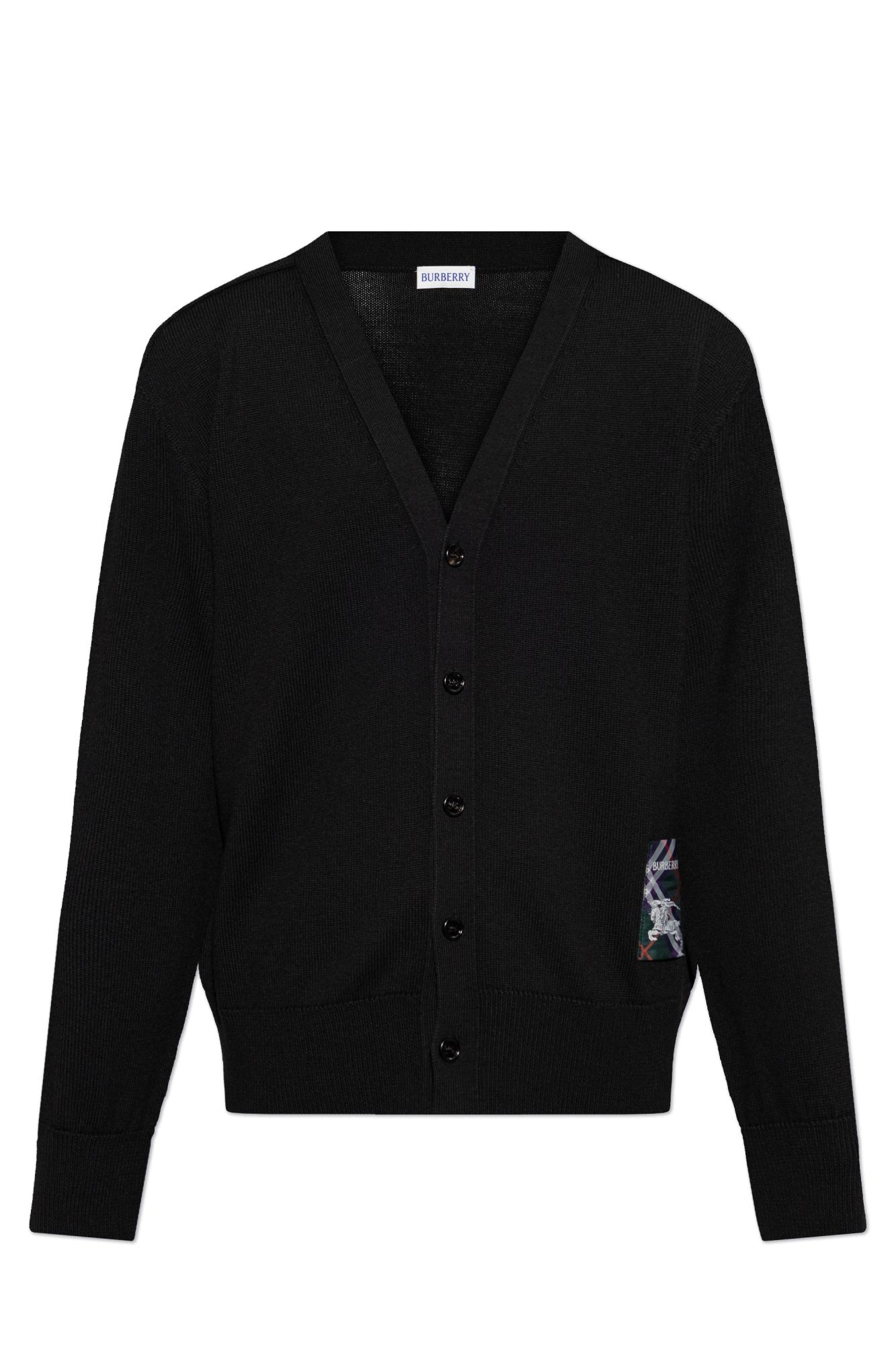 Burberry Wool Cardigan in Black for Men | Lyst UK