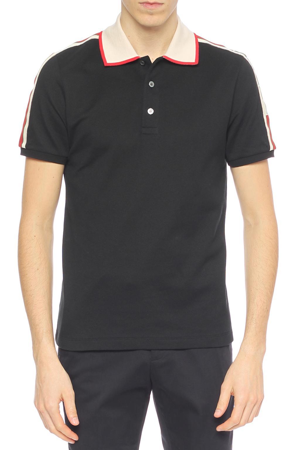 Gucci Taped Logo Polo Shirt in Black for Men | Lyst