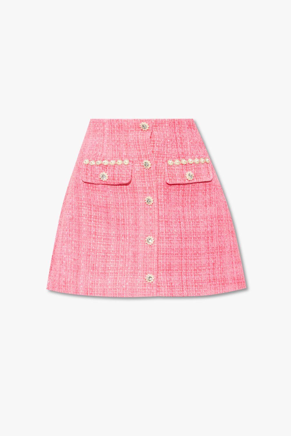 Self-Portrait Skirt With Decorative Buttons in Pink | Lyst