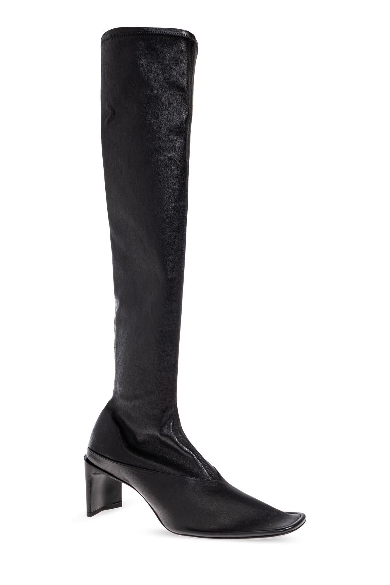 【関税込み】JIL SANDER High boots Jil Sander Knee-high Leather Boots in Black | Lyst
