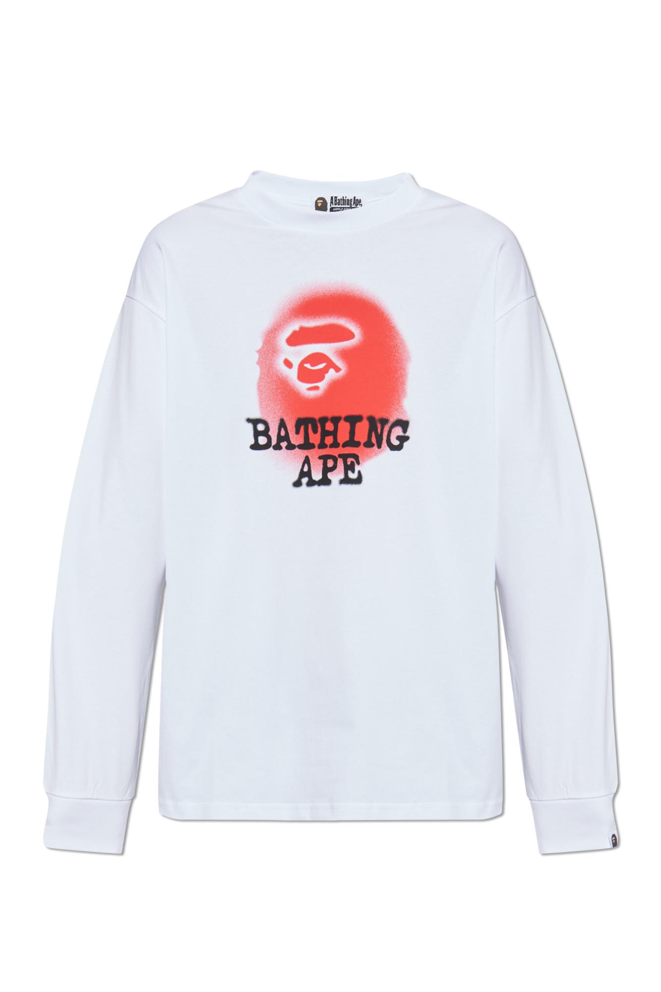 Bape White Long Sleeve Shirt BAPE BLACK *A BATHING APE® Long