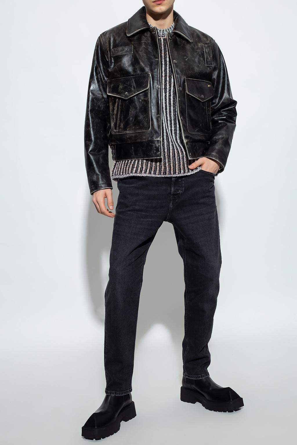 DIESEL 'l-muddy' Leather Jacket in Black for Men | Lyst
