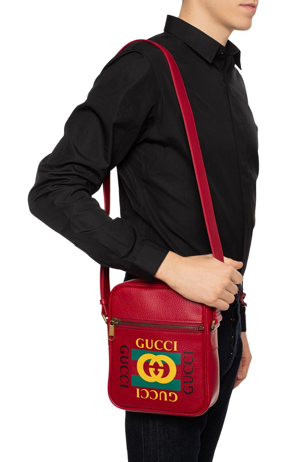 Gucci Print Messenger Bag in Red for Men | Lyst