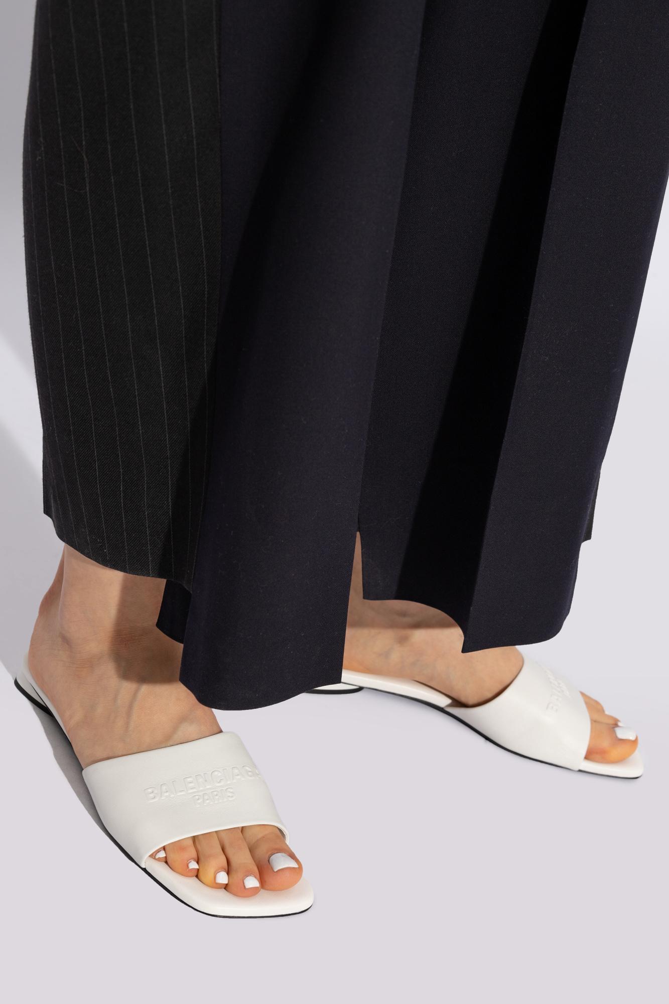 Balenciaga Duty Free leather slides - White