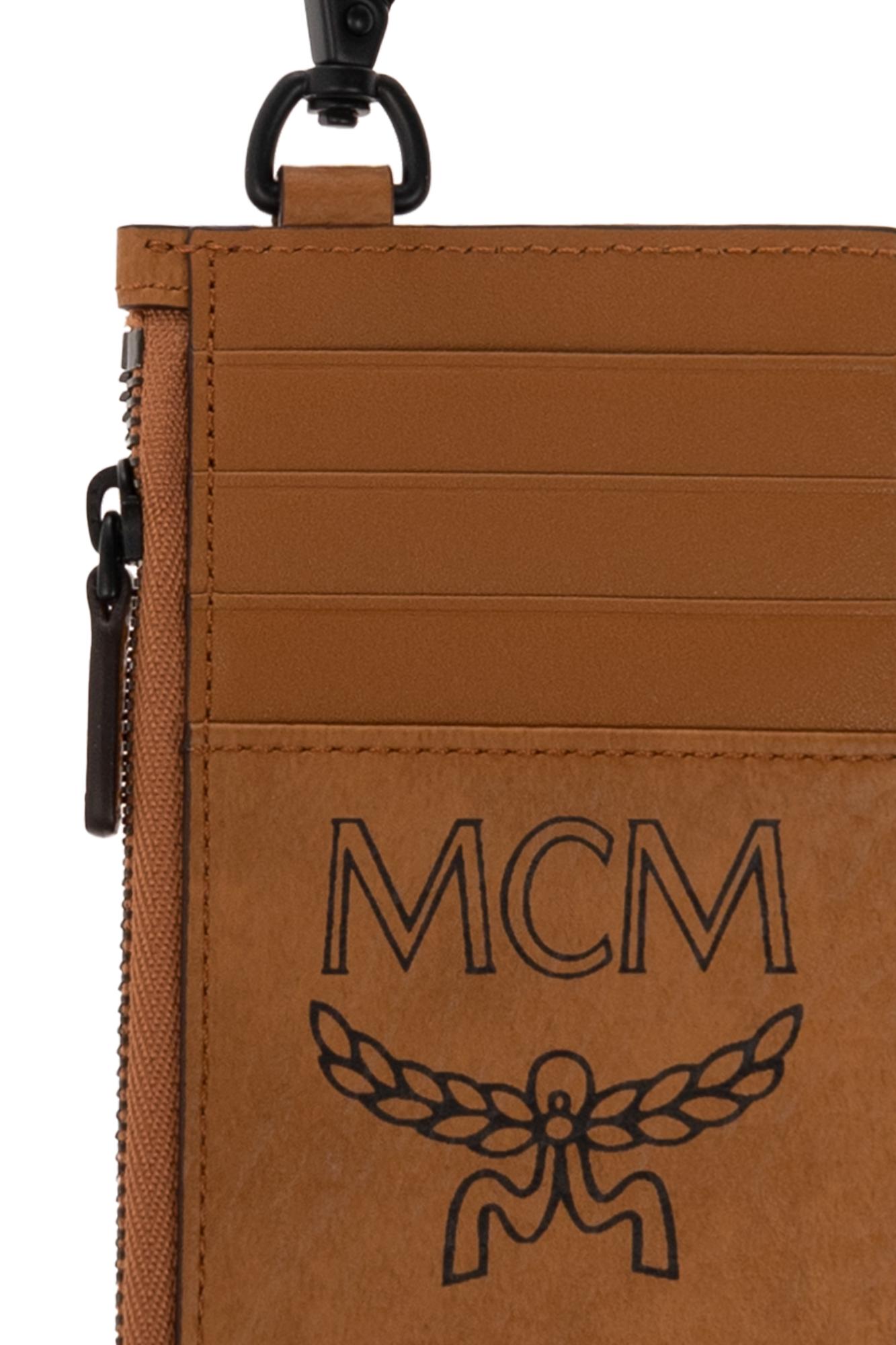 MCM Aren Mini Sea Turtle Visetos Leather Money Clip Card Case Wallet in  Gray